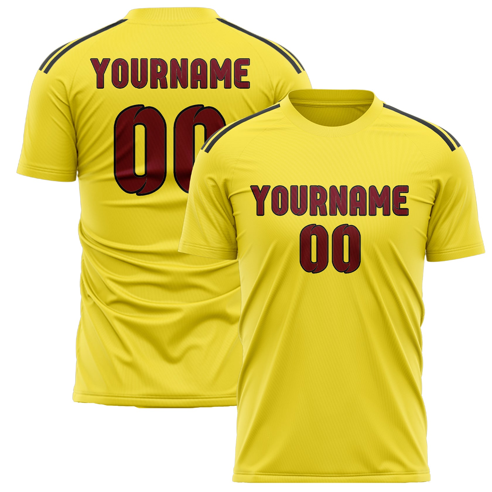 Custom Light Yellow Crimson Red Soccer Jersey