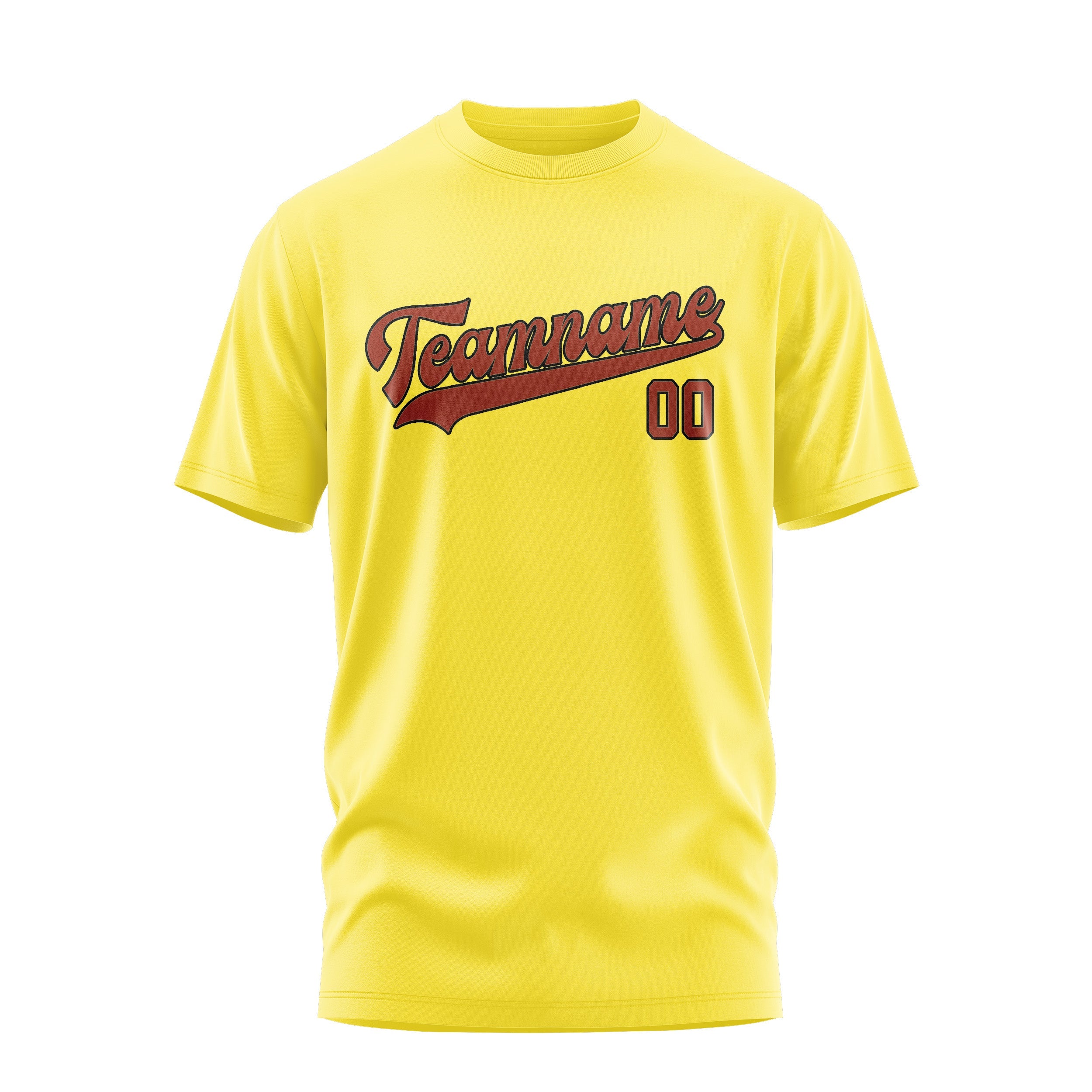 Custom Light Yellow Coral Red T-Shirt