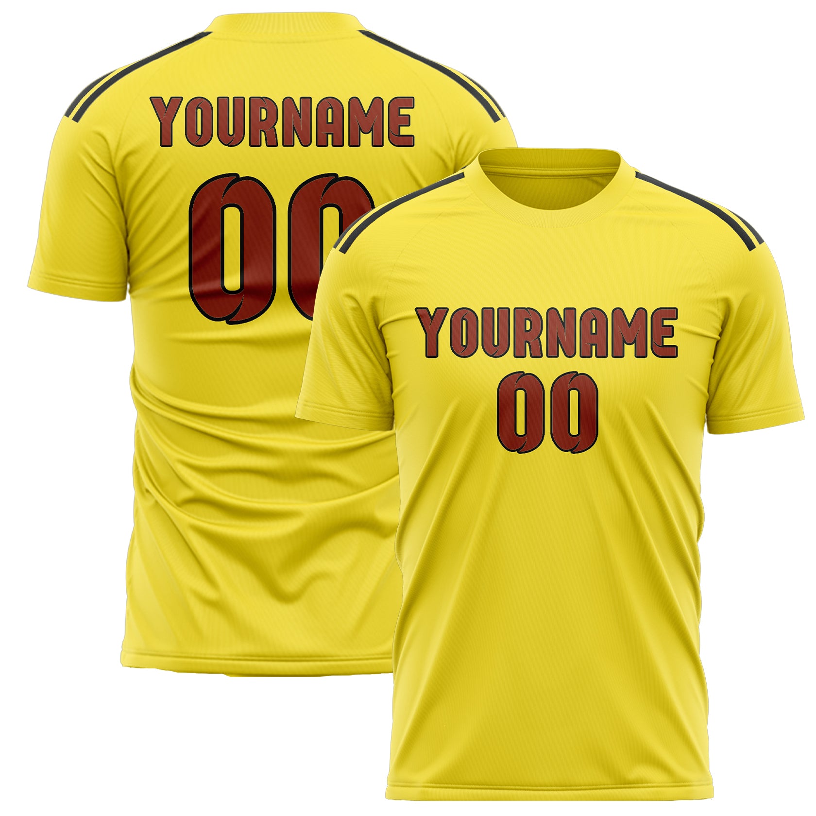 Custom Light Yellow Coral Red Soccer Jersey