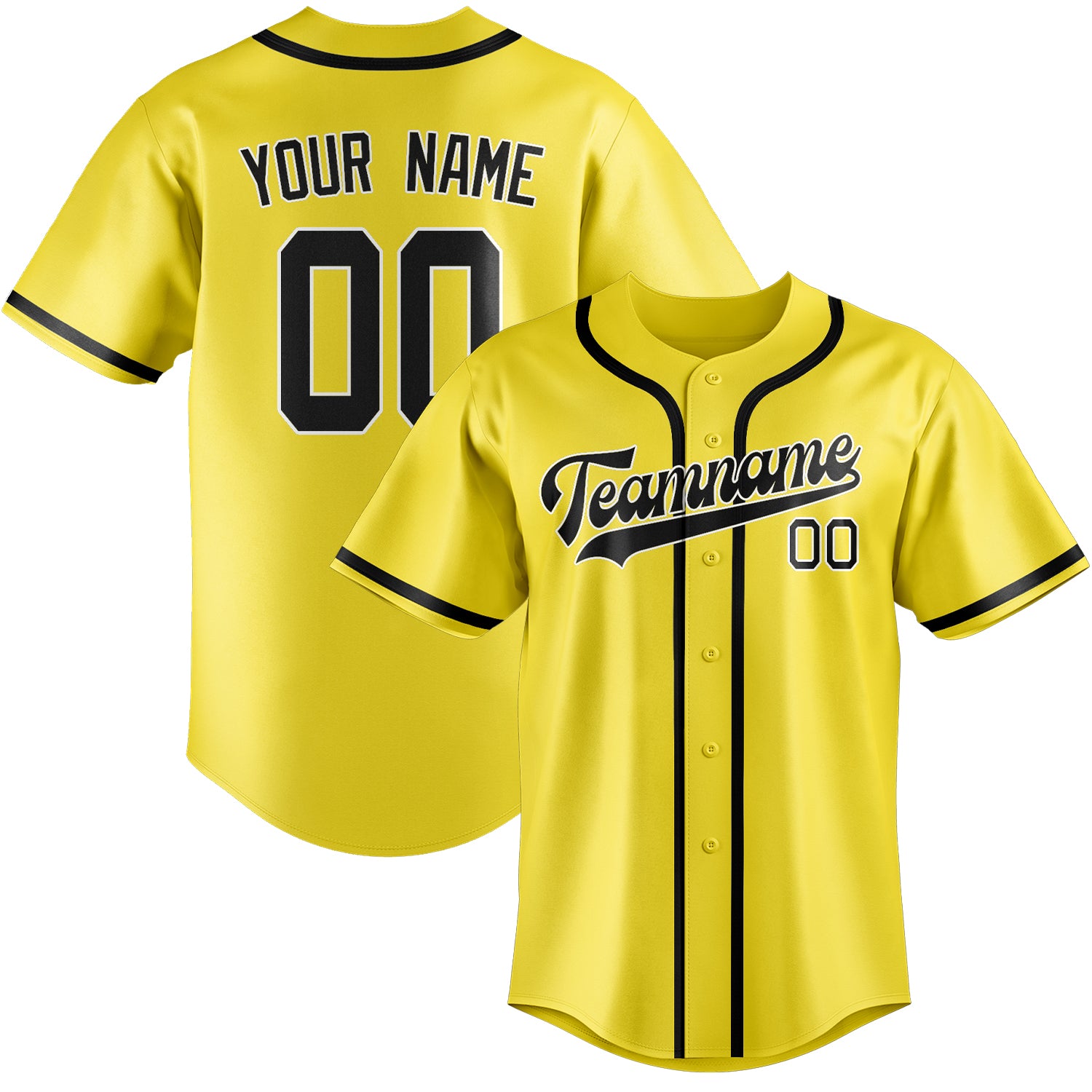 Custom Light Yellow Black Baseball Jersey
