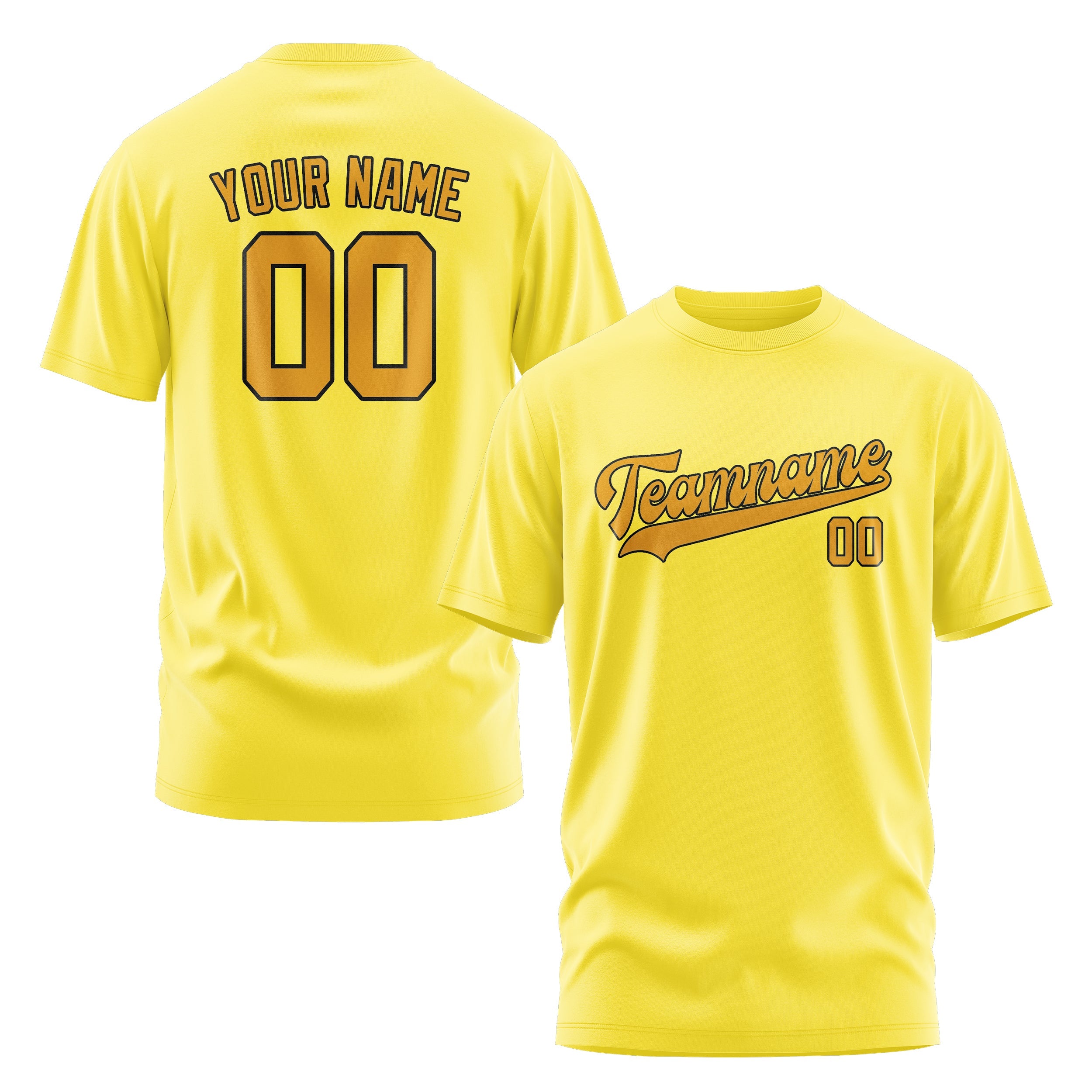 Custom Light Yellow Yellow T-Shirt