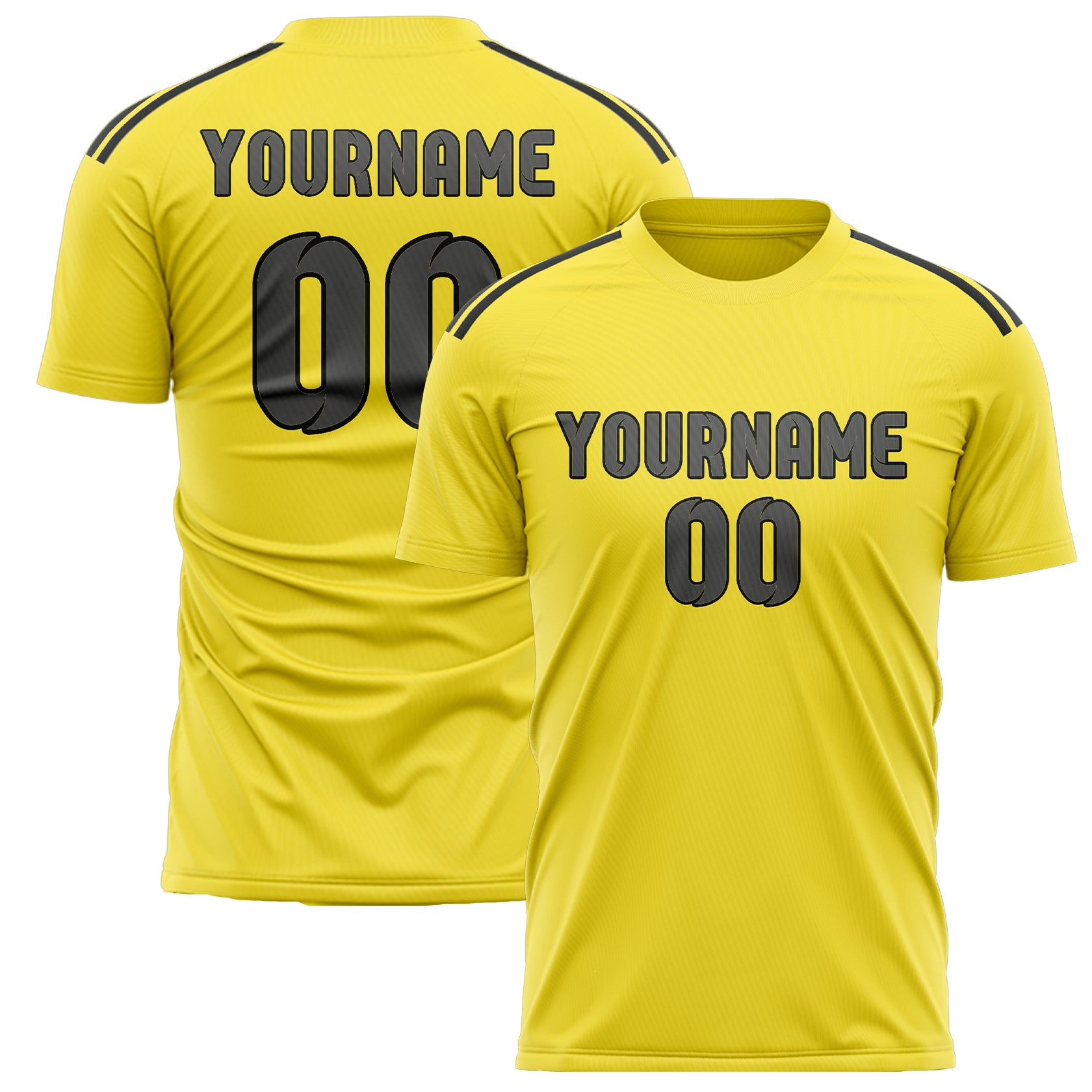 Custom Light Yellow Dark Grey Soccer Jersey