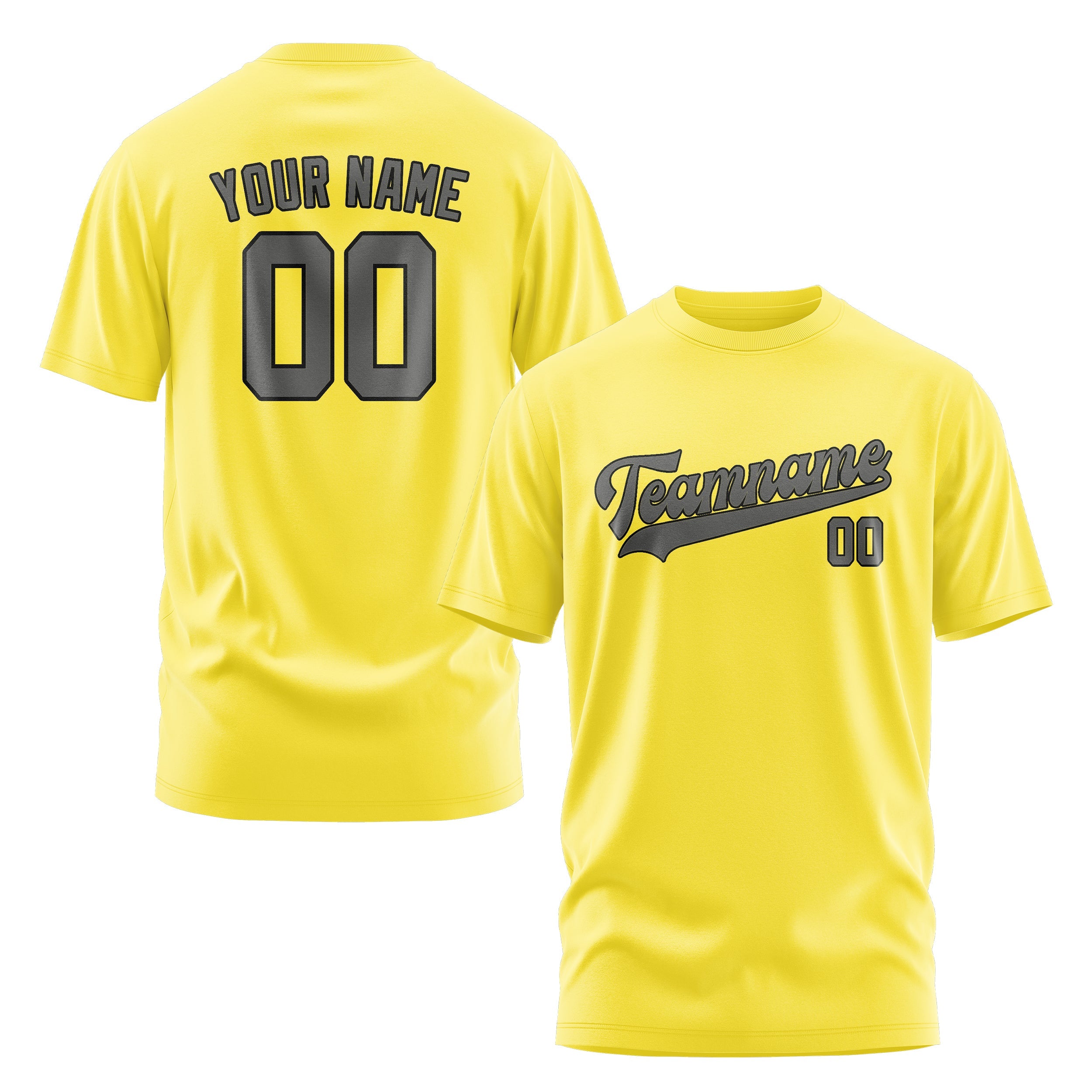 Custom Light Yellow Dark Grey T-Shirt
