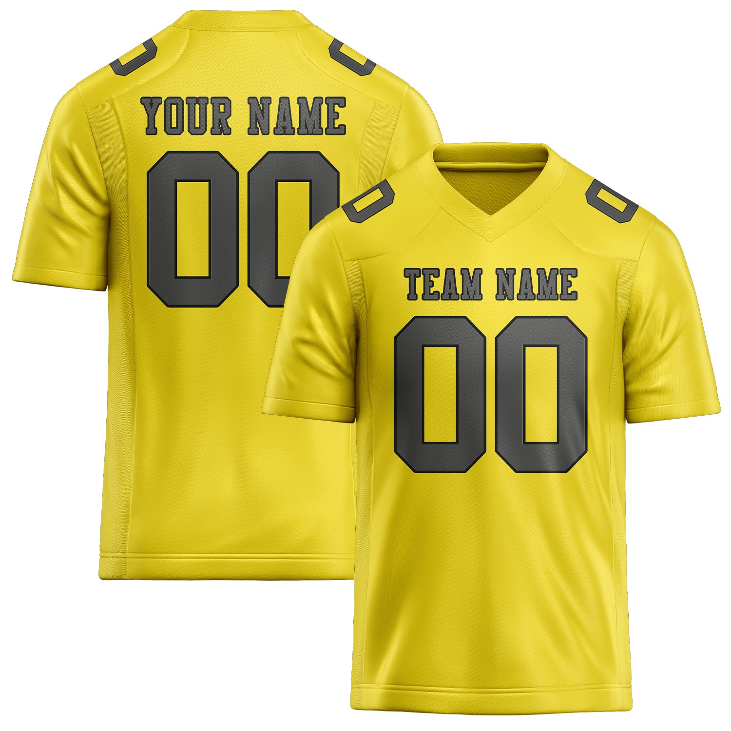 Custom Light Yellow Dark Grey Football Jersey