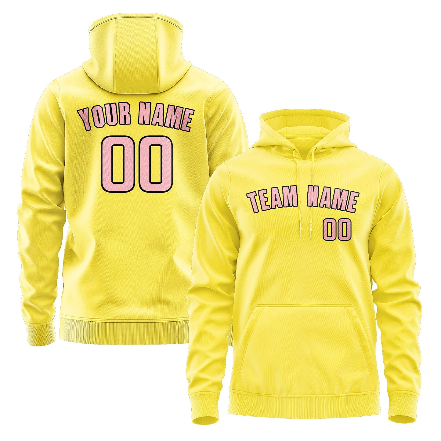 Custom Light Yellow Light Pink Hoodie