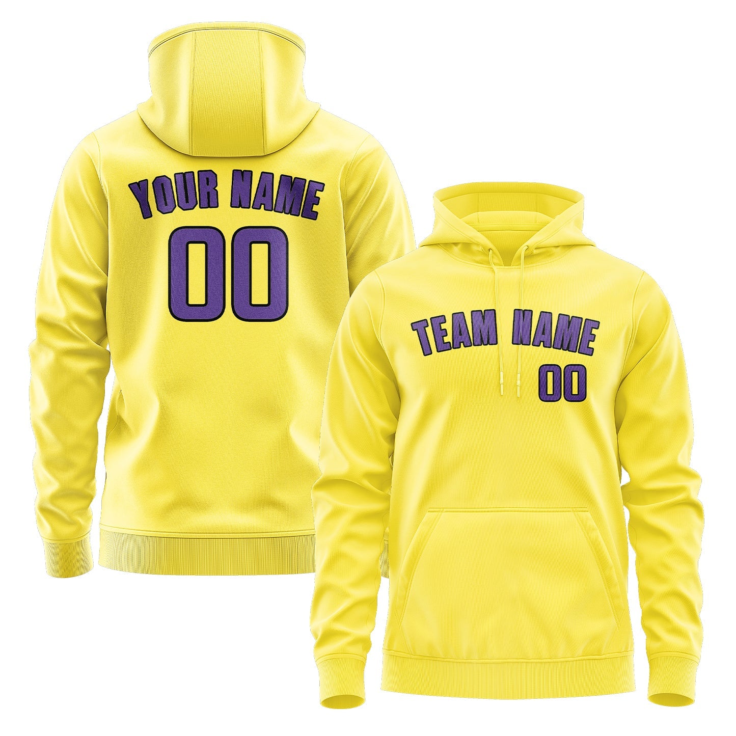 Custom Light Yellow Light Purple Hoodie