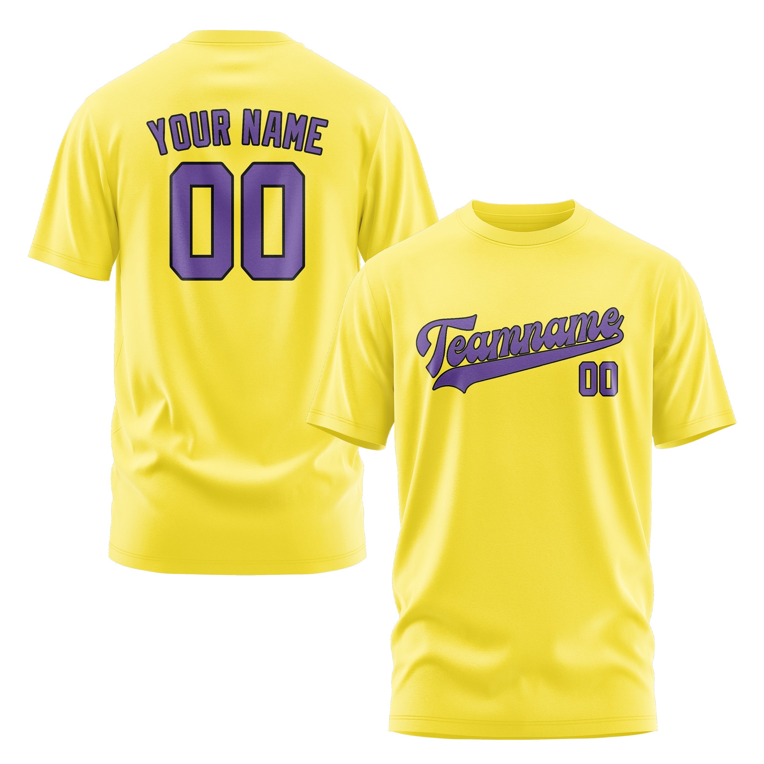 Custom Light Yellow Light Purple T-Shirt