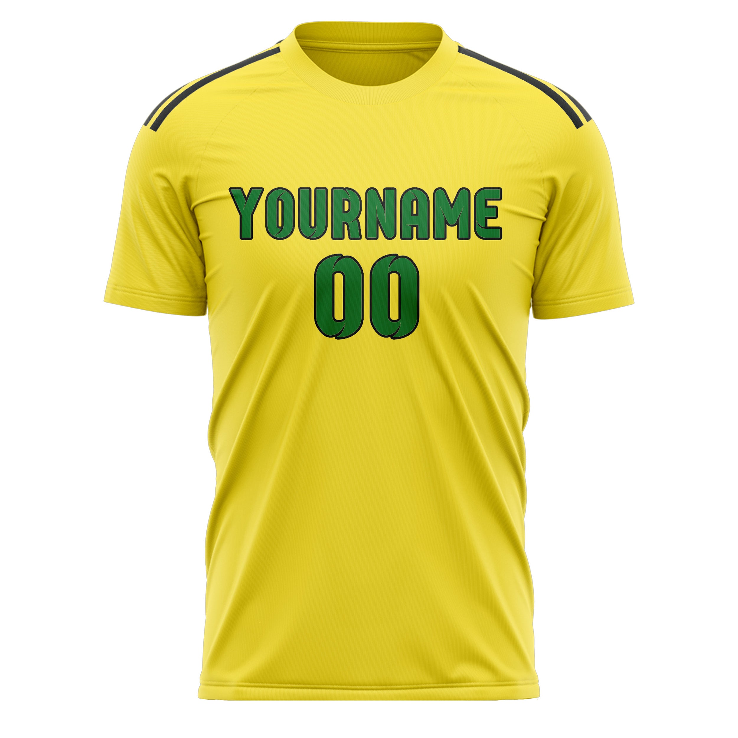 Custom Light Yellow Emerald Green Soccer Jersey