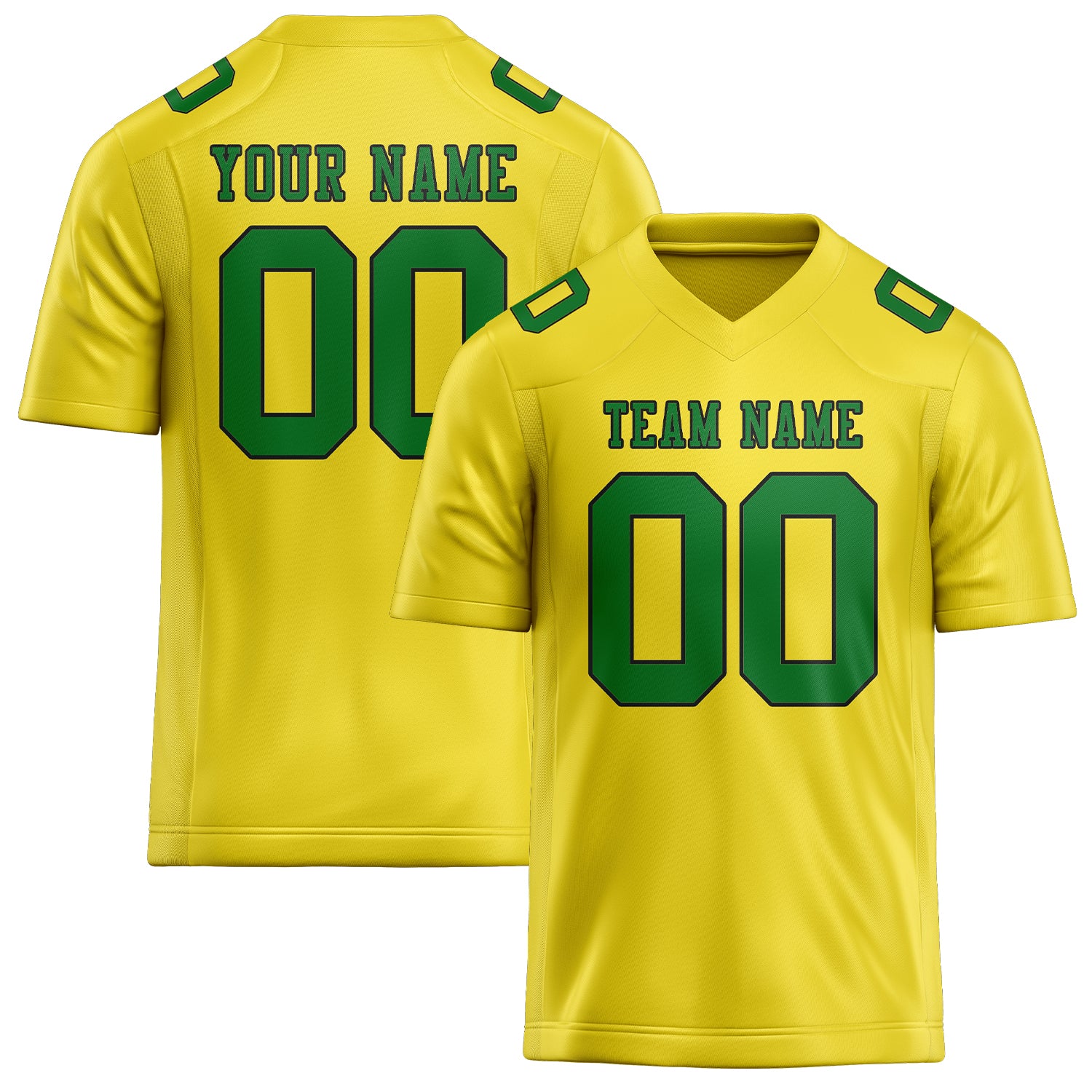 Custom Light Yellow Emerald Green Football Jersey