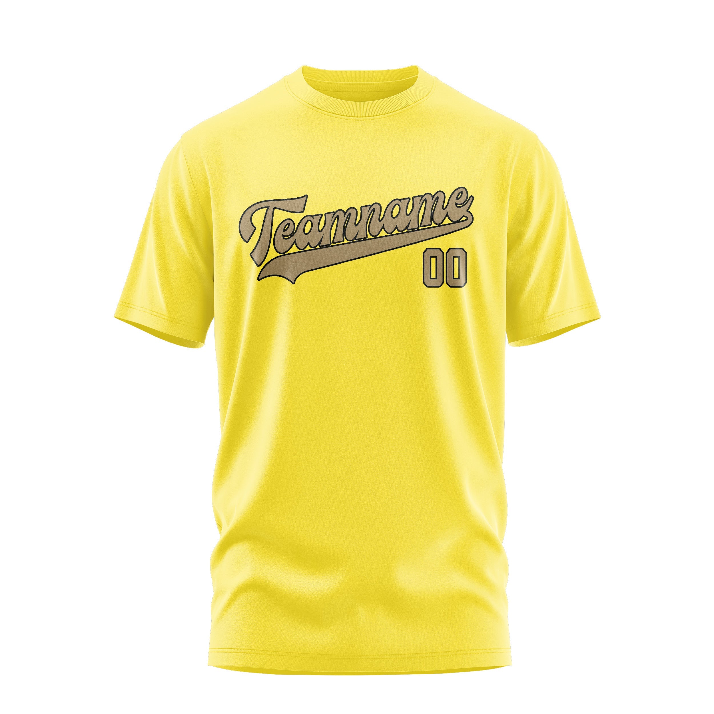 Custom Light Yellow Light Khaki T-Shirt