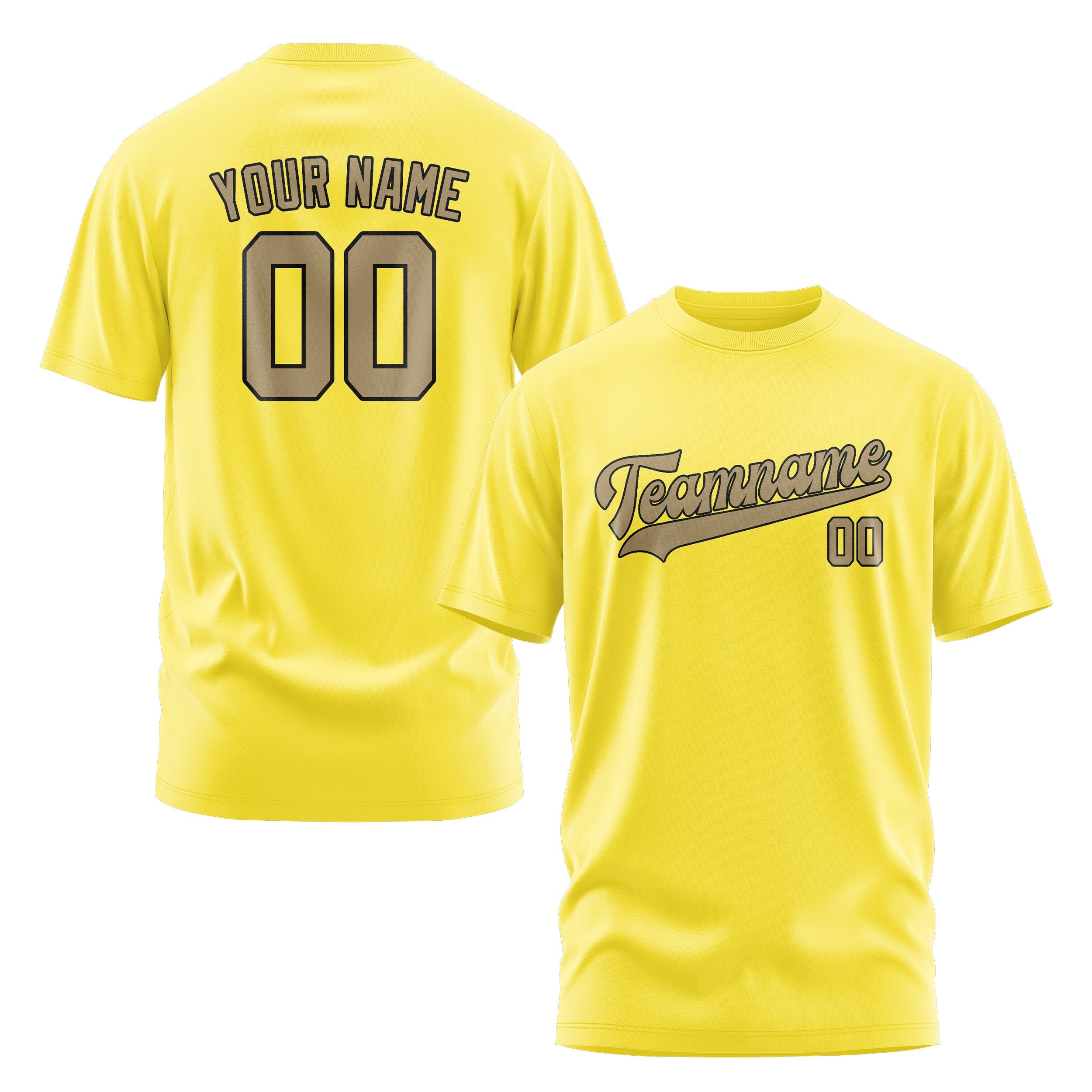 Custom Light Yellow Light Khaki T-Shirt