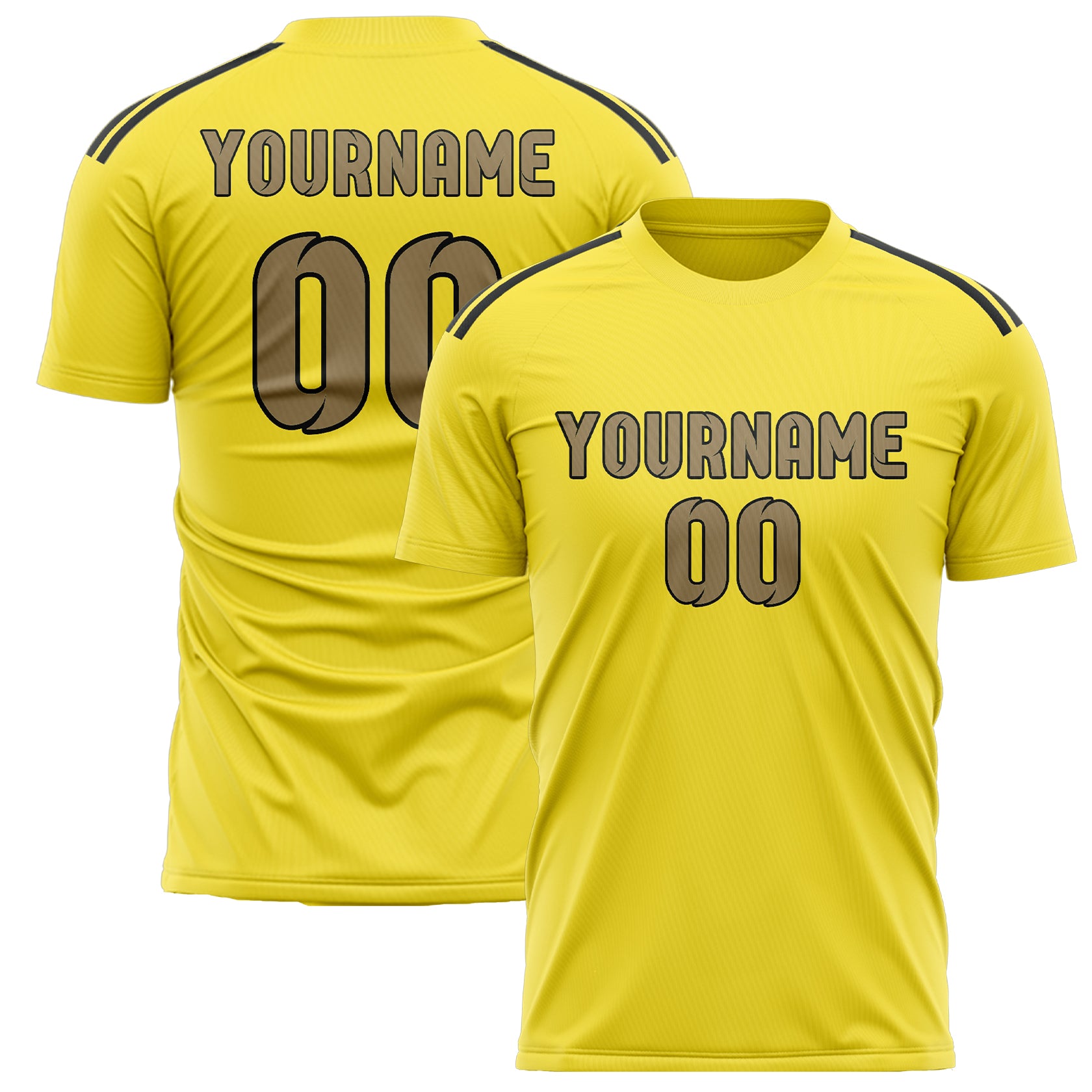 Custom Light Yellow Light Khaki Soccer Jersey