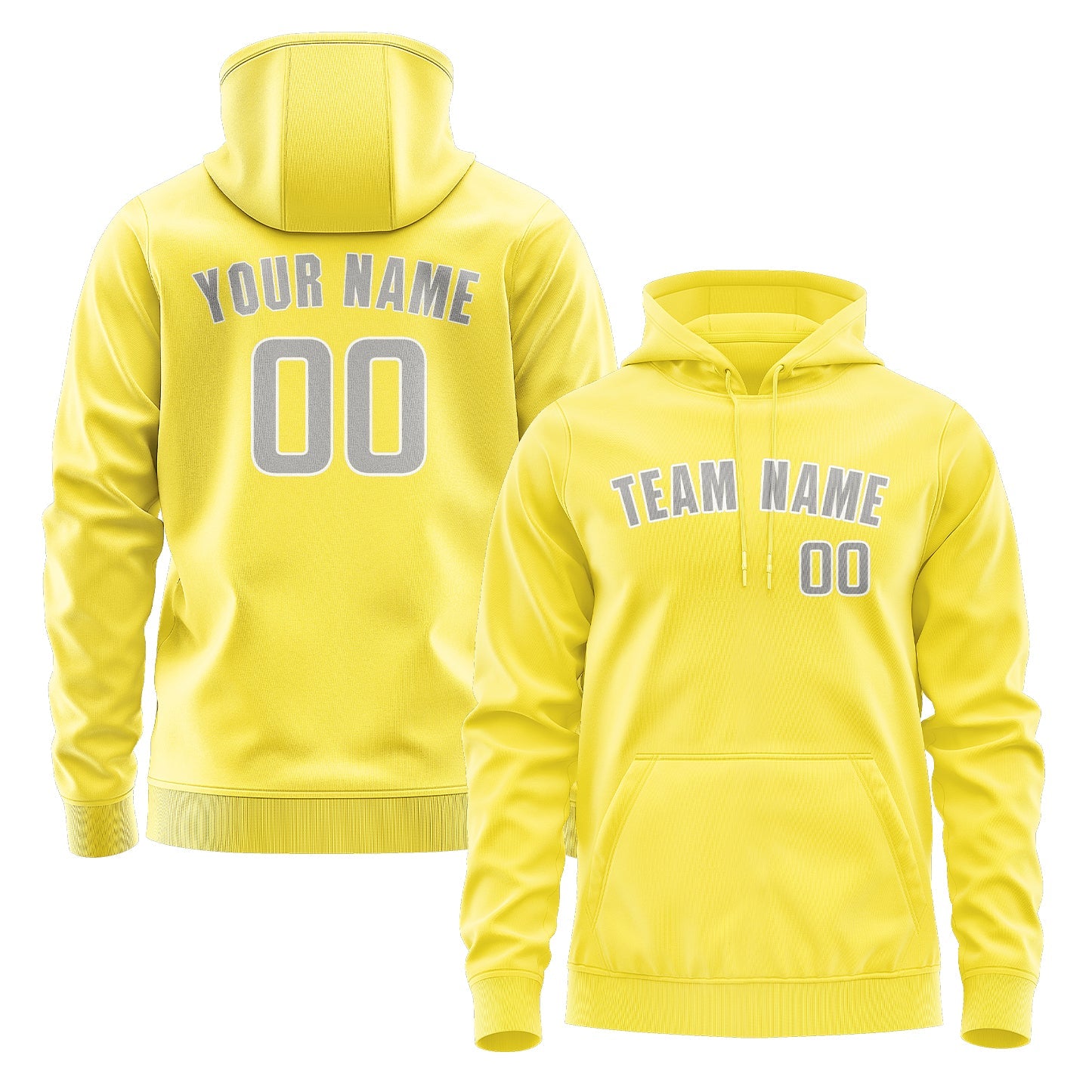 Custom Light Yellow Gray Hoodie