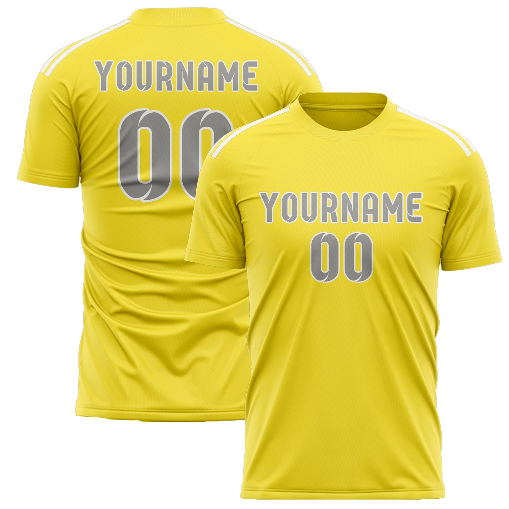 Custom Light Yellow Gray Soccer Jersey