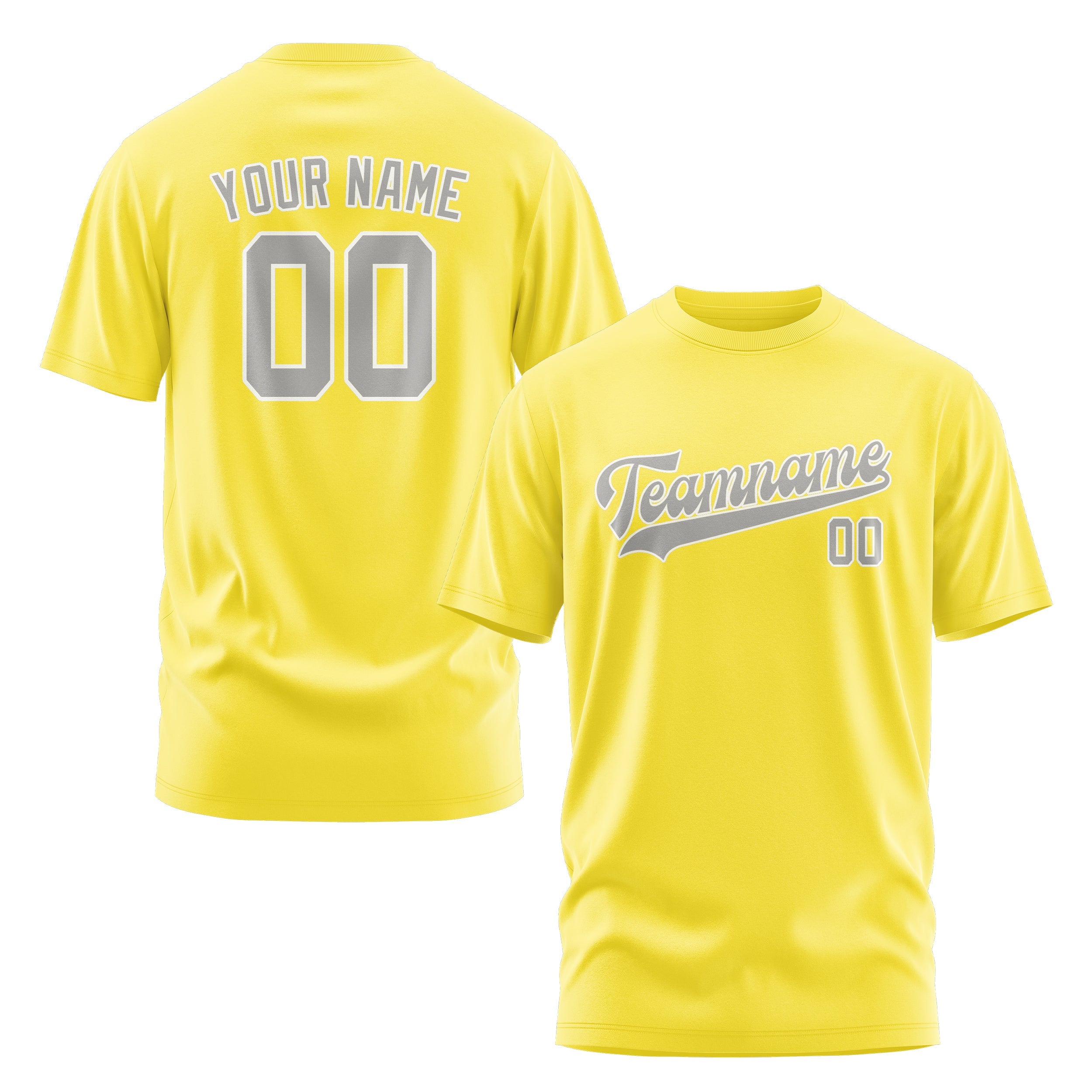 Custom Light Yellow Gray T-Shirt