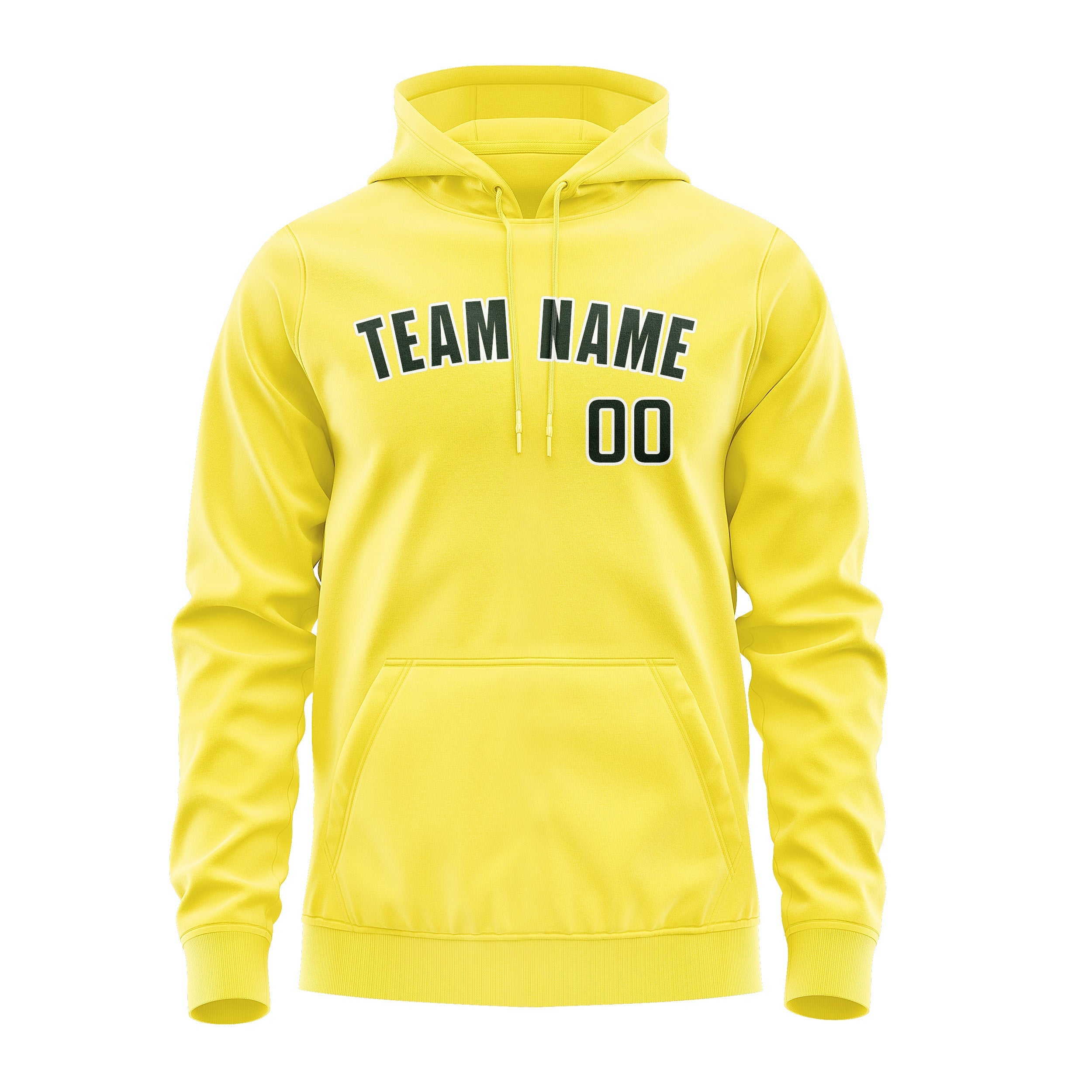 Custom Light Yellow Dark Green Hoodie