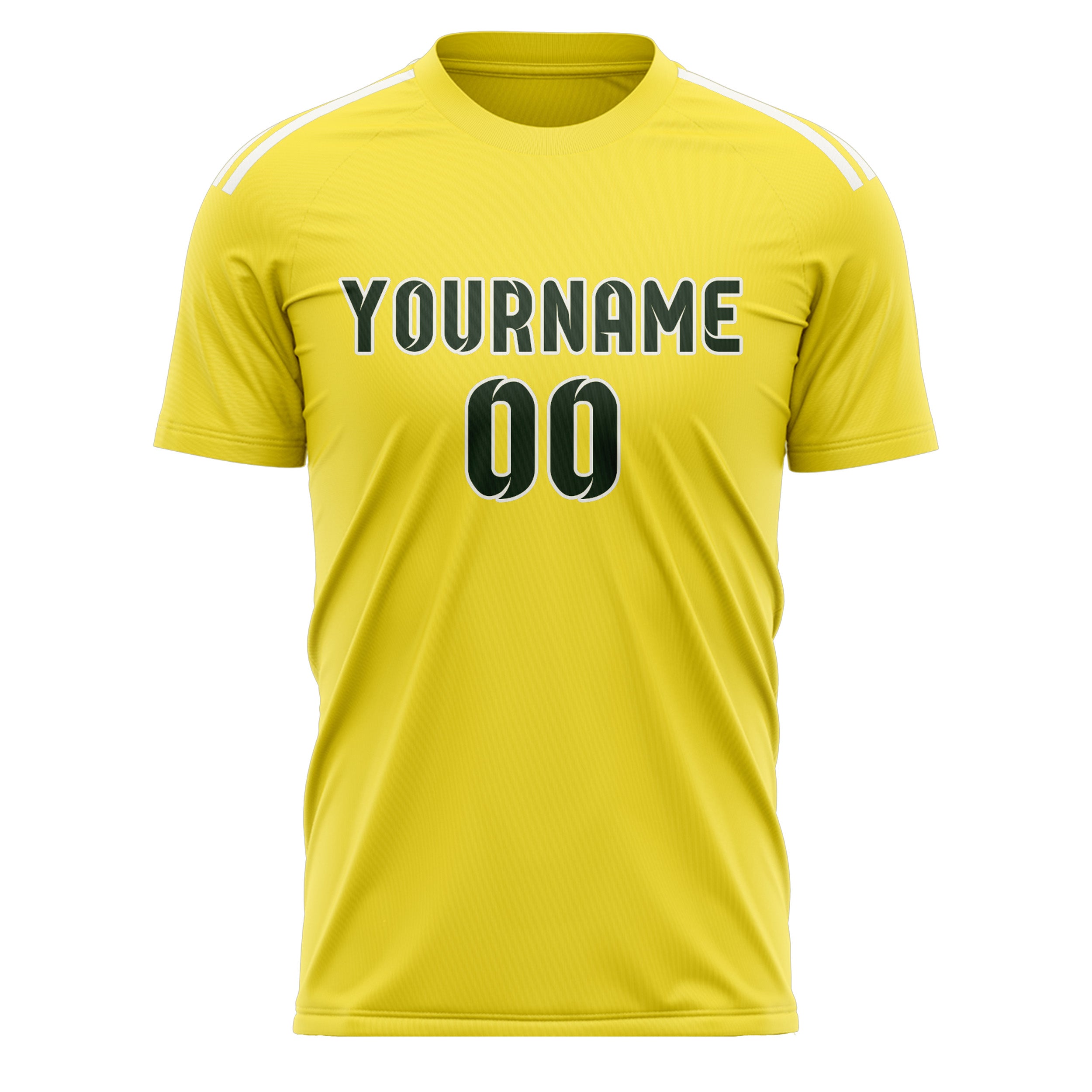 Custom Light Yellow Dark Green Soccer Jersey