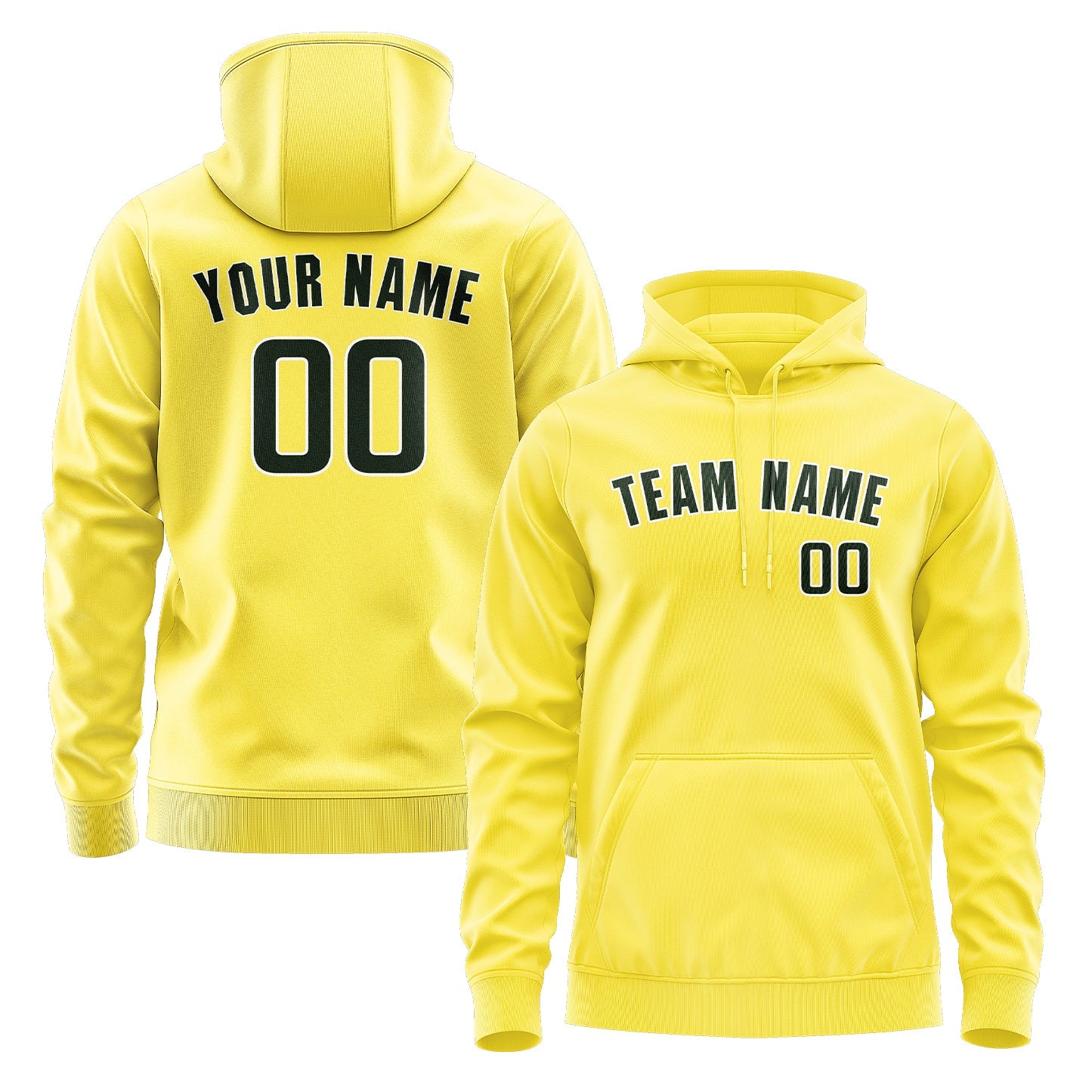 Custom Light Yellow Dark Green Hoodie