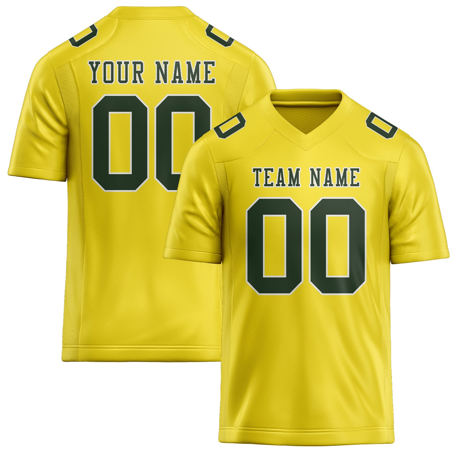 Custom Light Yellow Dark Green Football Jersey