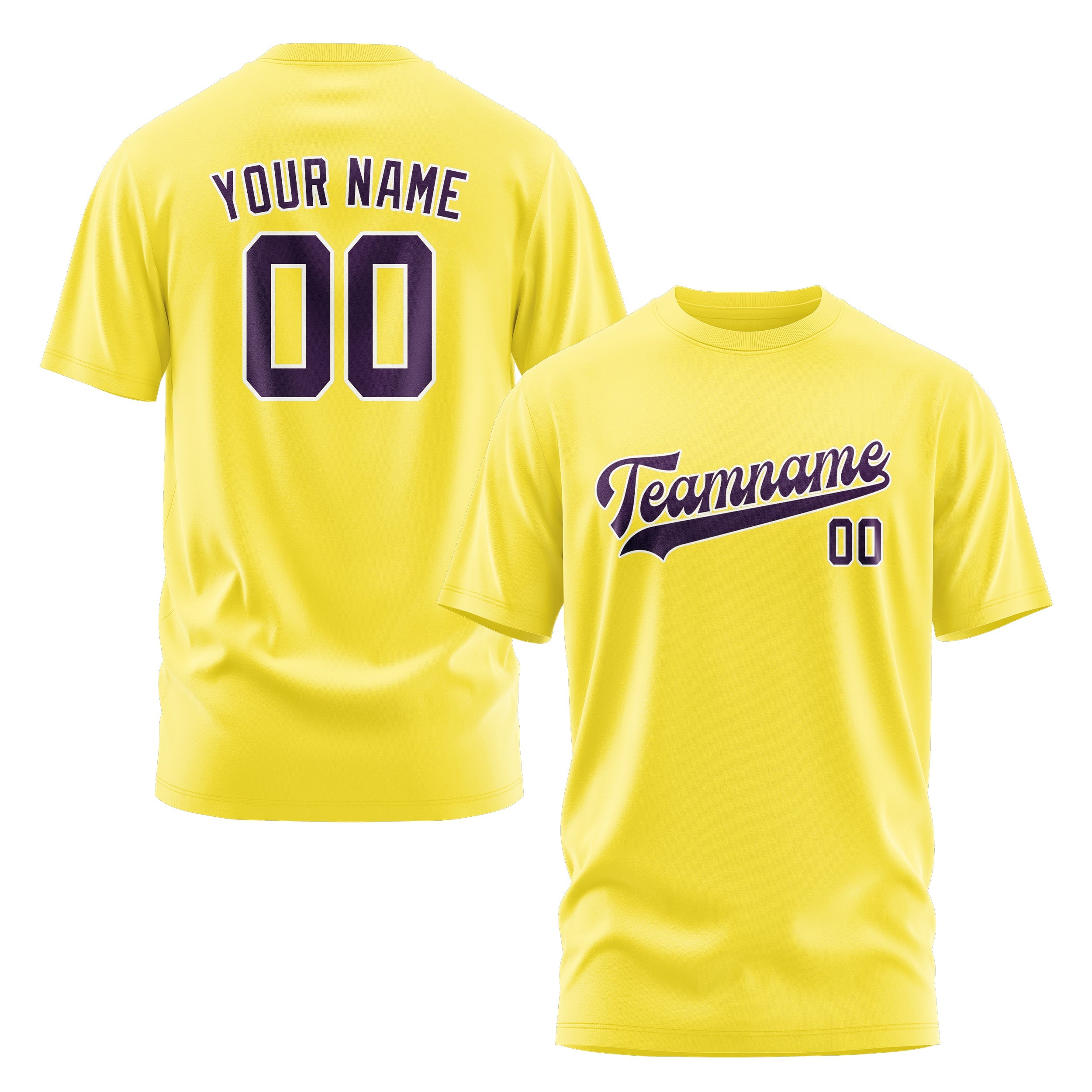 Custom Light Yellow Purple T-Shirt