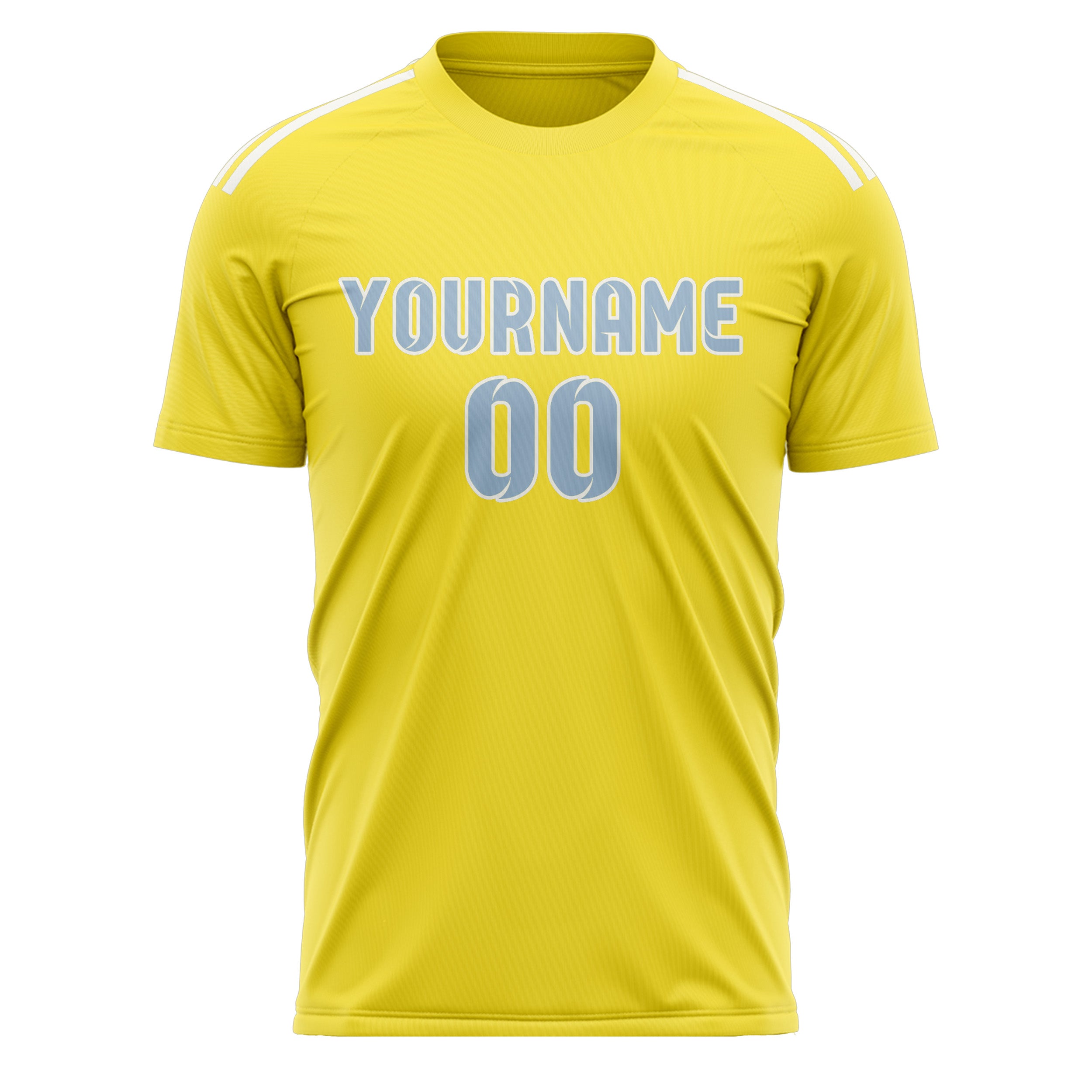 Custom Light Yellow Light Blue Soccer Jersey