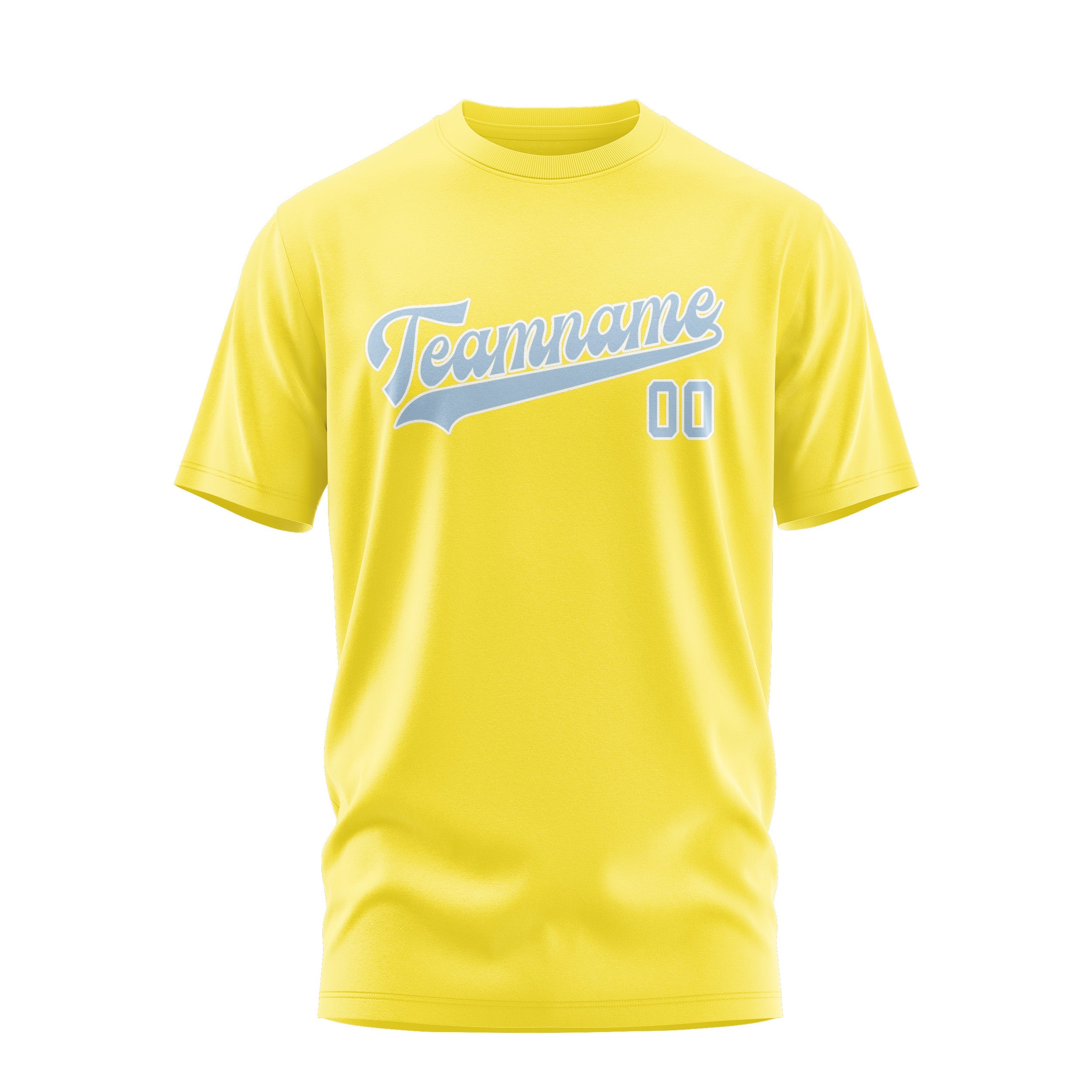 Custom Light Yellow Light Blue T-Shirt