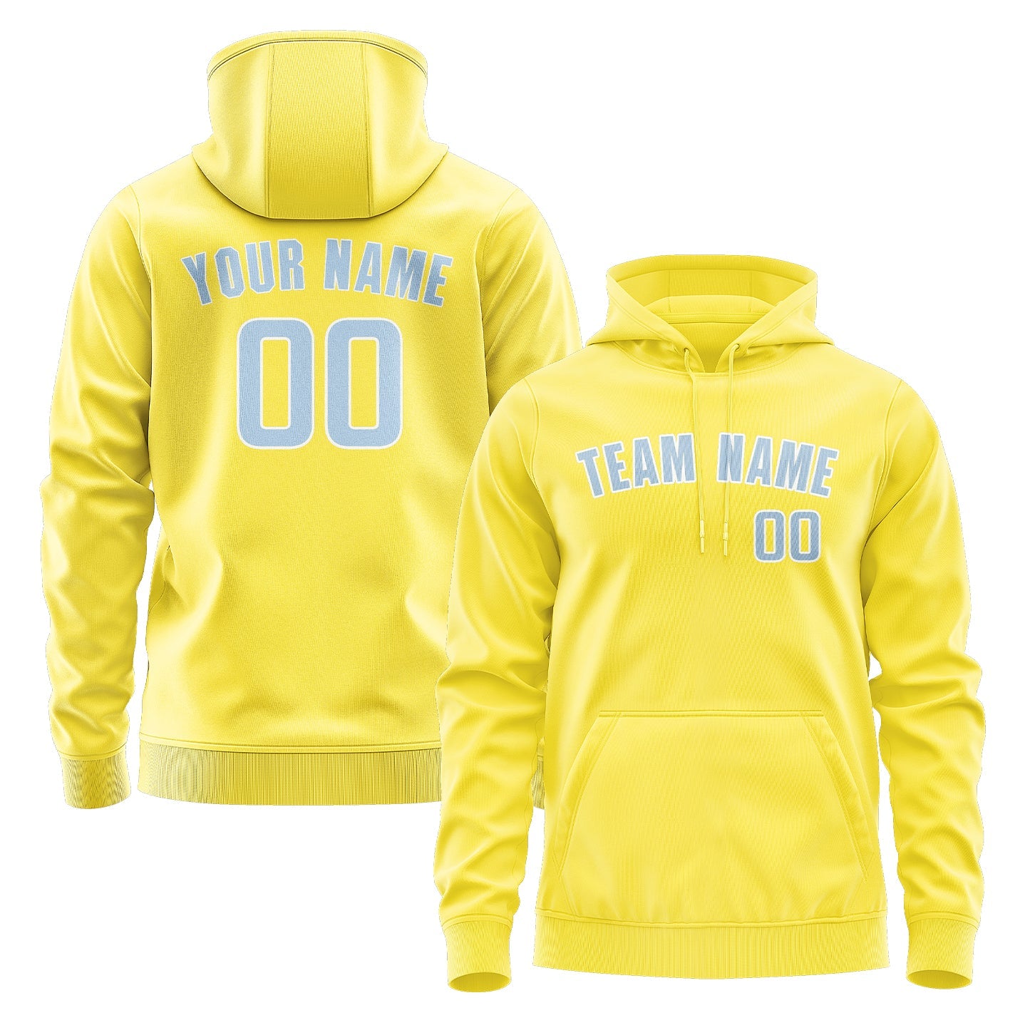Custom Light Yellow Light Blue Hoodie