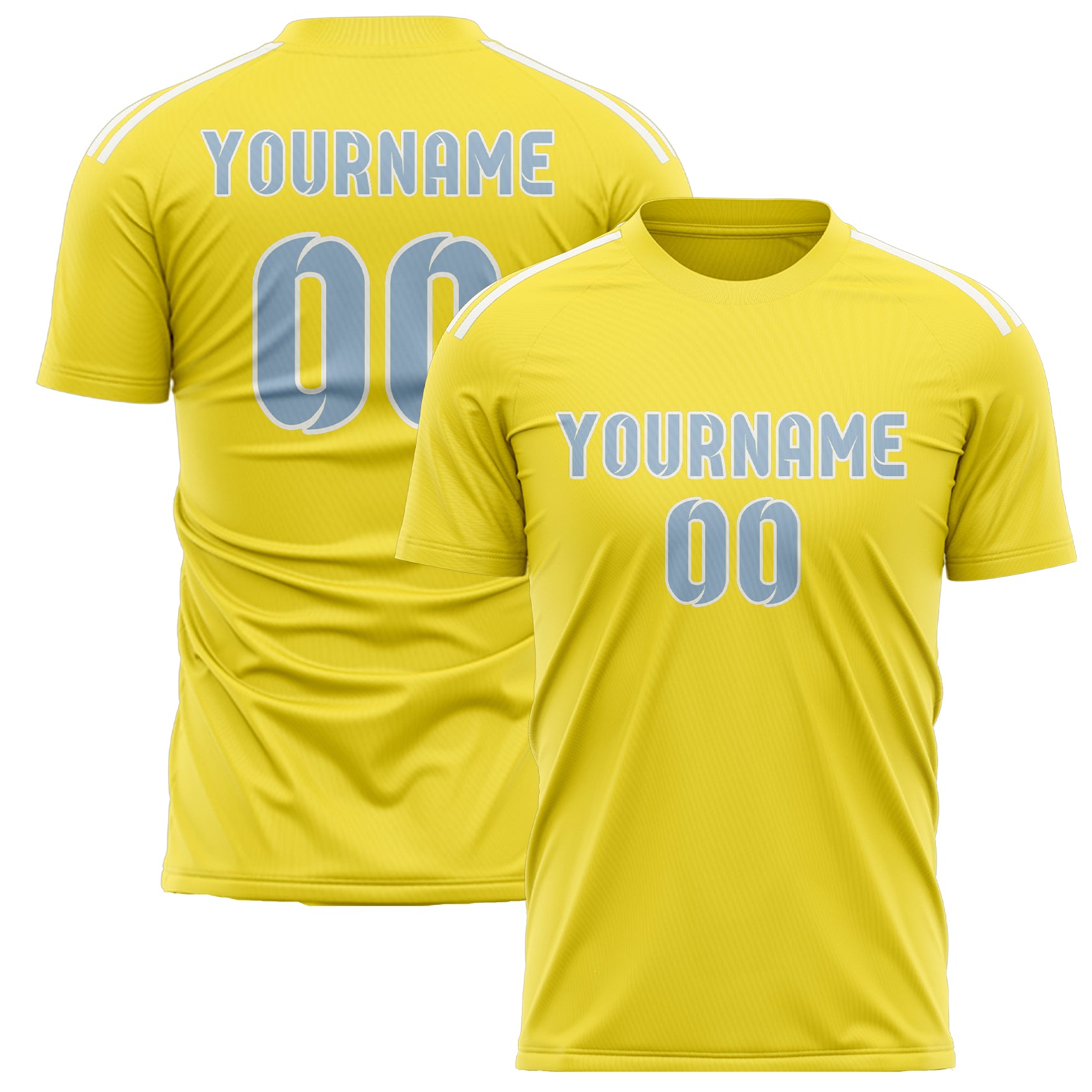Custom Light Yellow Light Blue Soccer Jersey