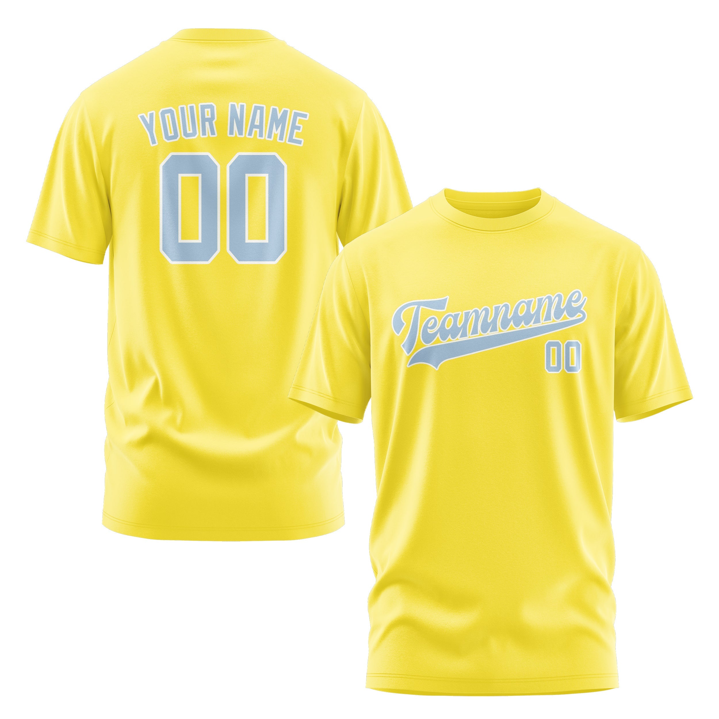 Custom Light Yellow Light Blue T-Shirt