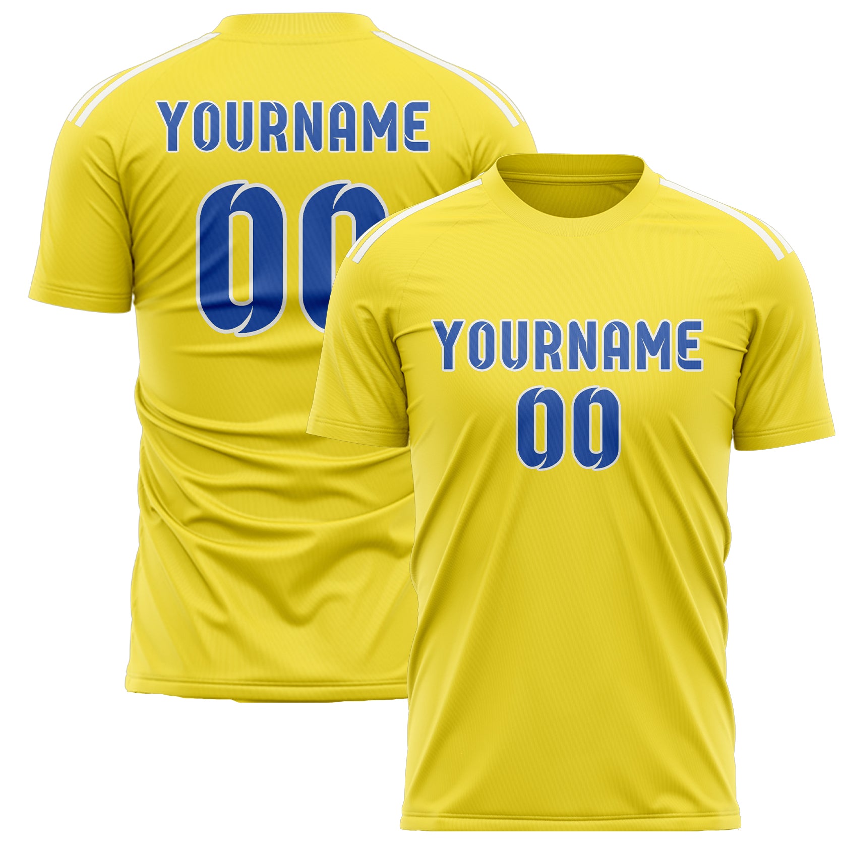 Custom Light Yellow Sky Blue Soccer Jersey