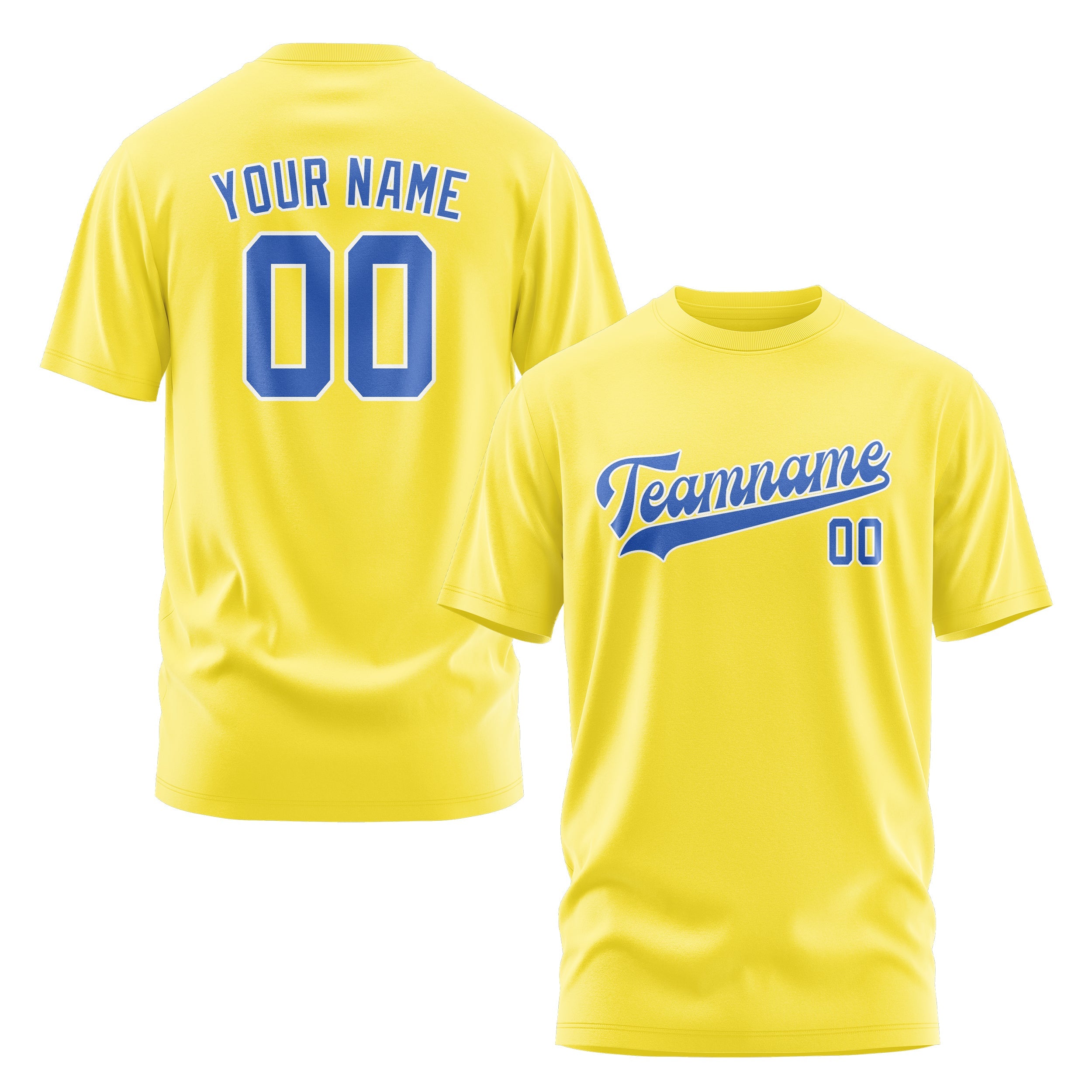 Custom Light Yellow Sky Blue T-Shirt