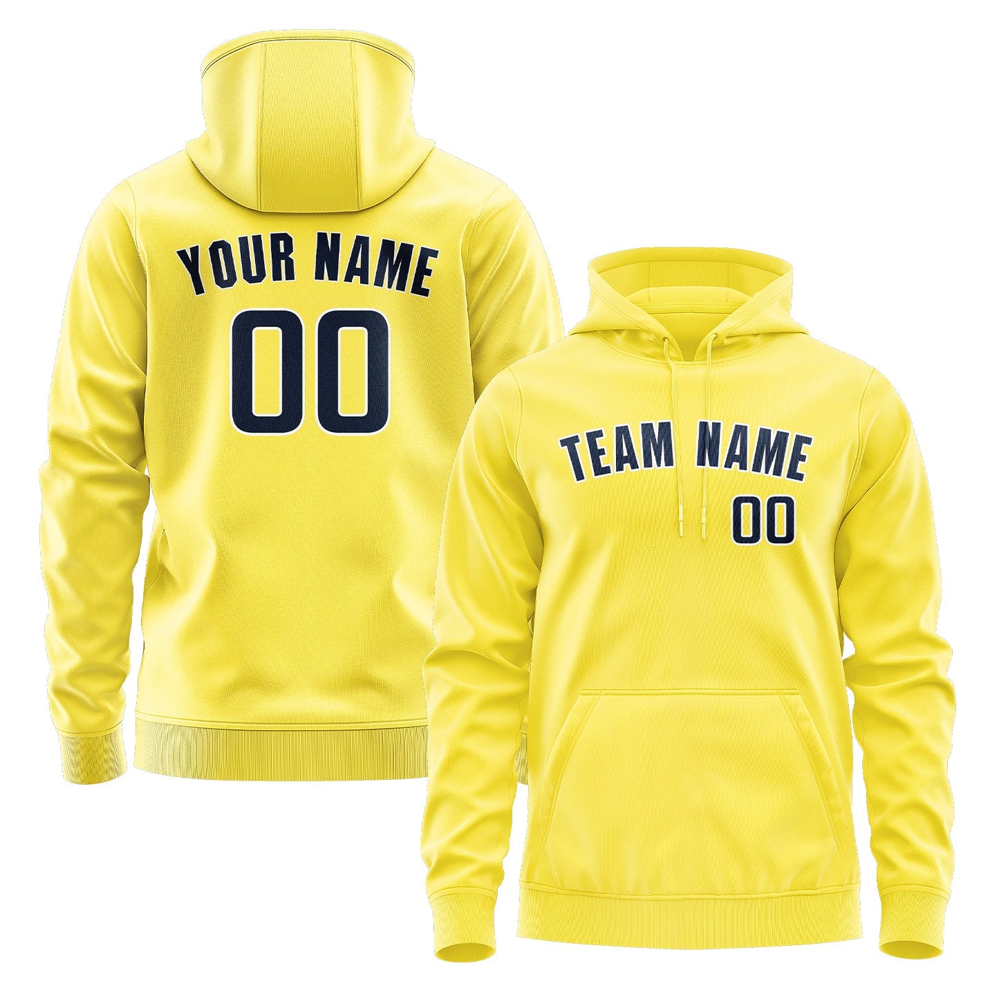Custom Light Yellow Blue Hoodie