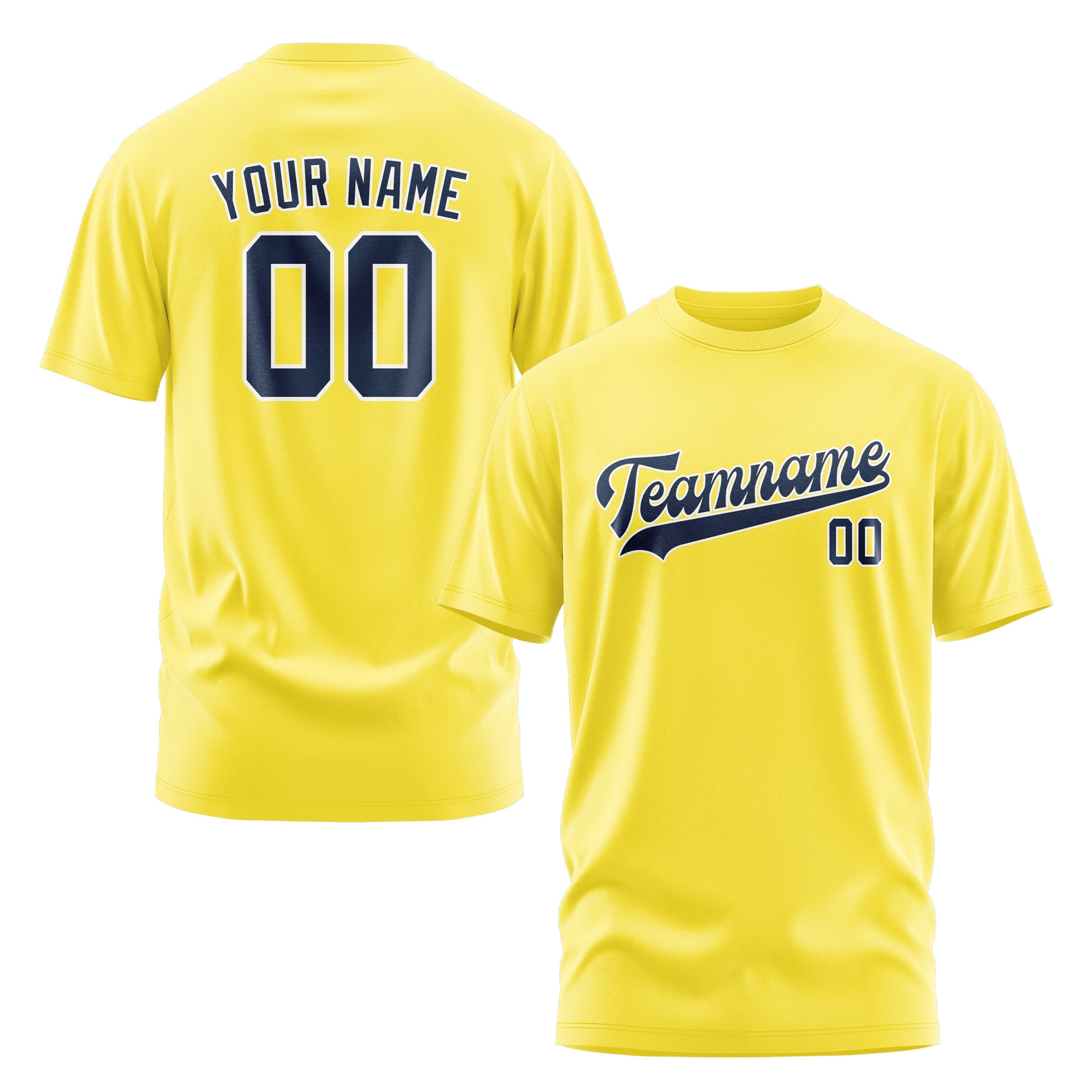 Custom Light Yellow Blue T-Shirt