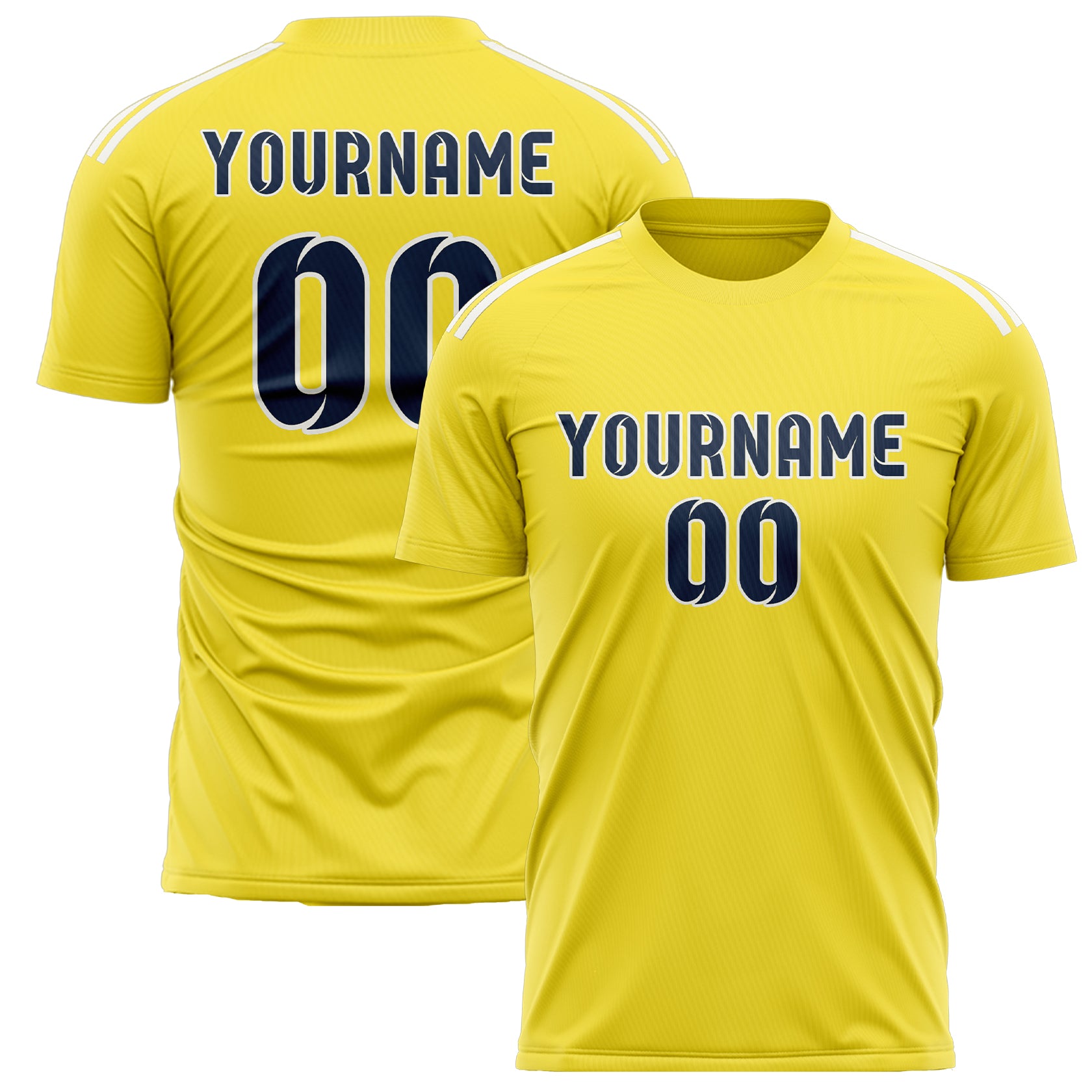 Custom Light Yellow Blue Soccer Jersey