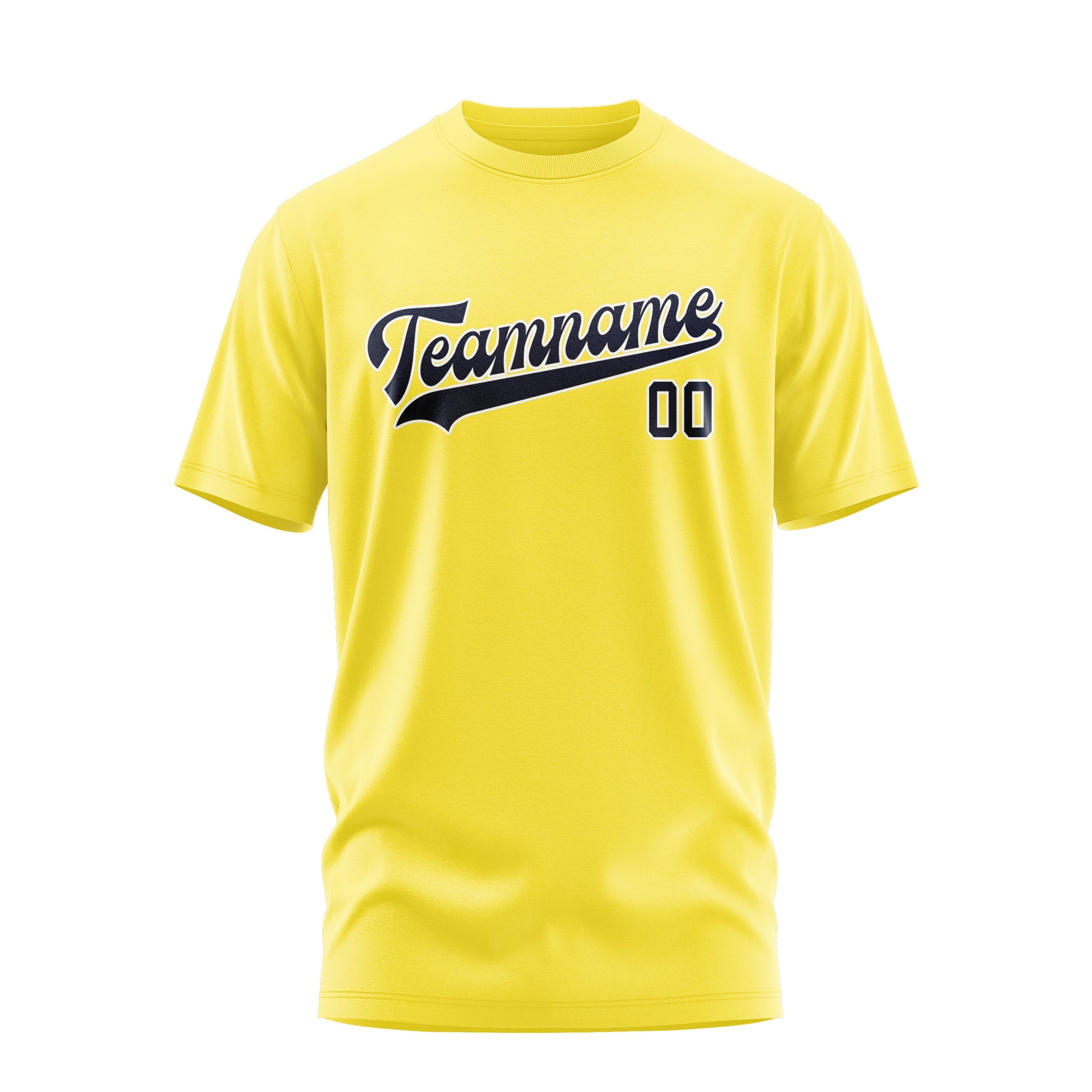 Custom Light Yellow Navy T-Shirt