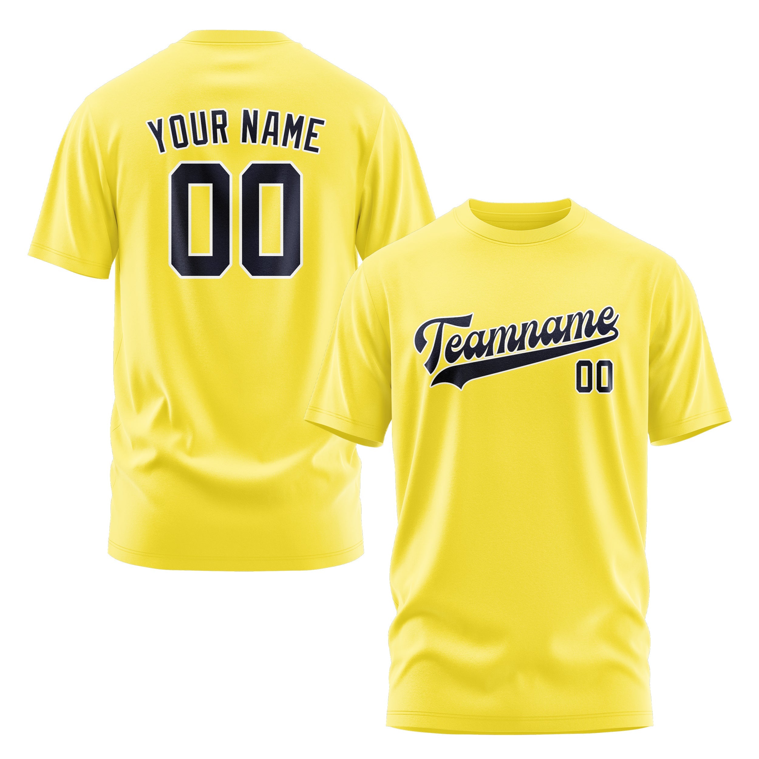 Custom Light Yellow Navy T-Shirt
