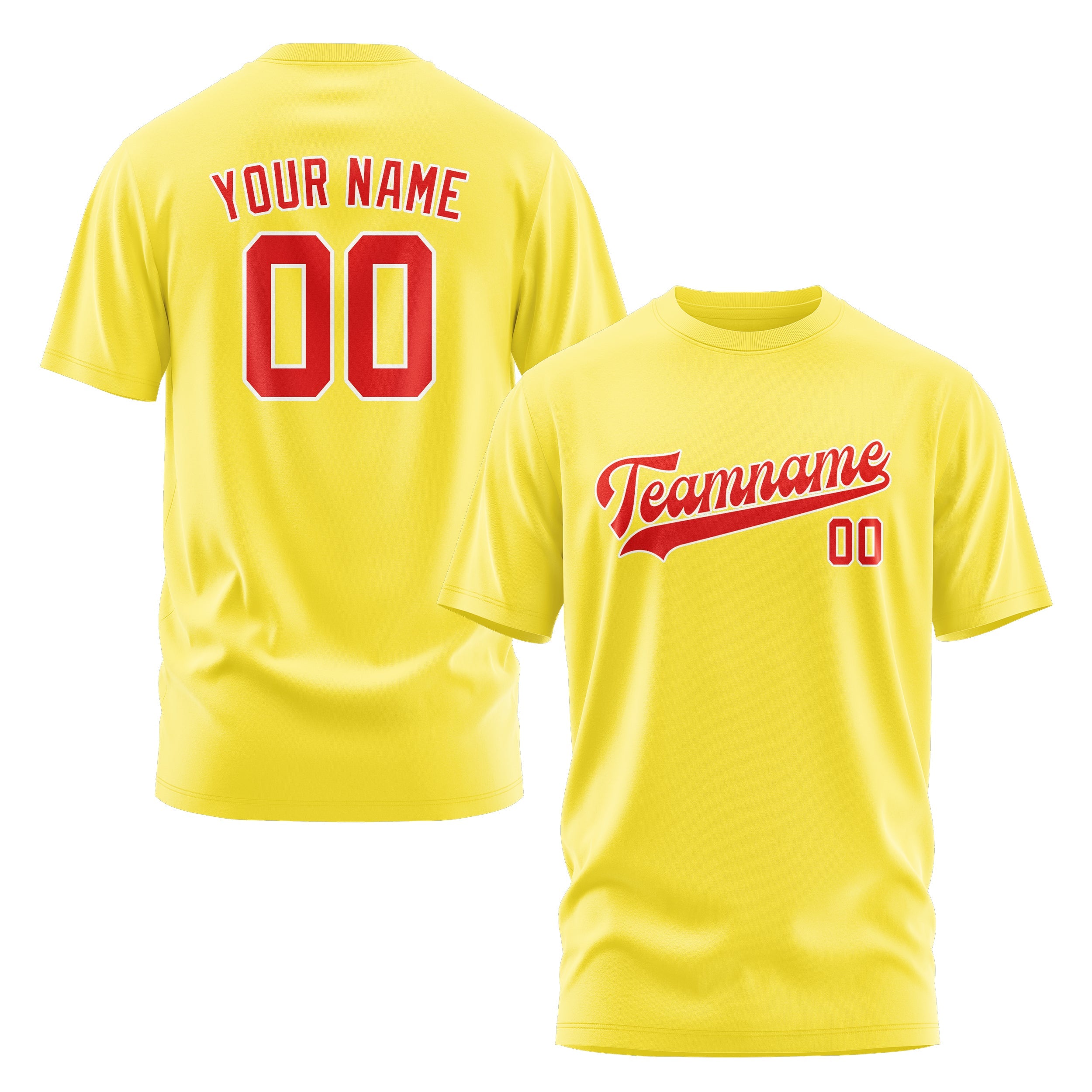 Custom Light Yellow Orange Red T-Shirt