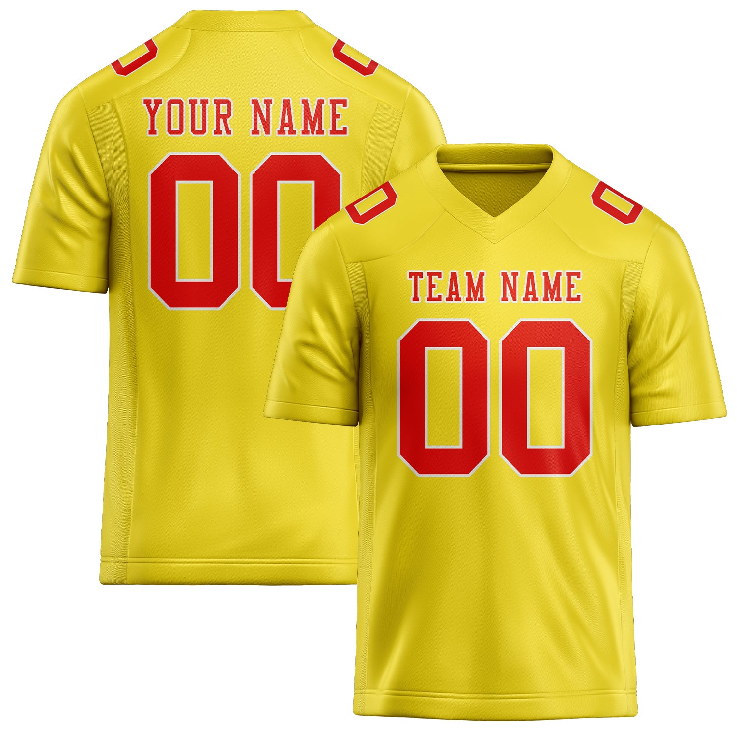Custom Light Yellow Orange Red Football Jersey