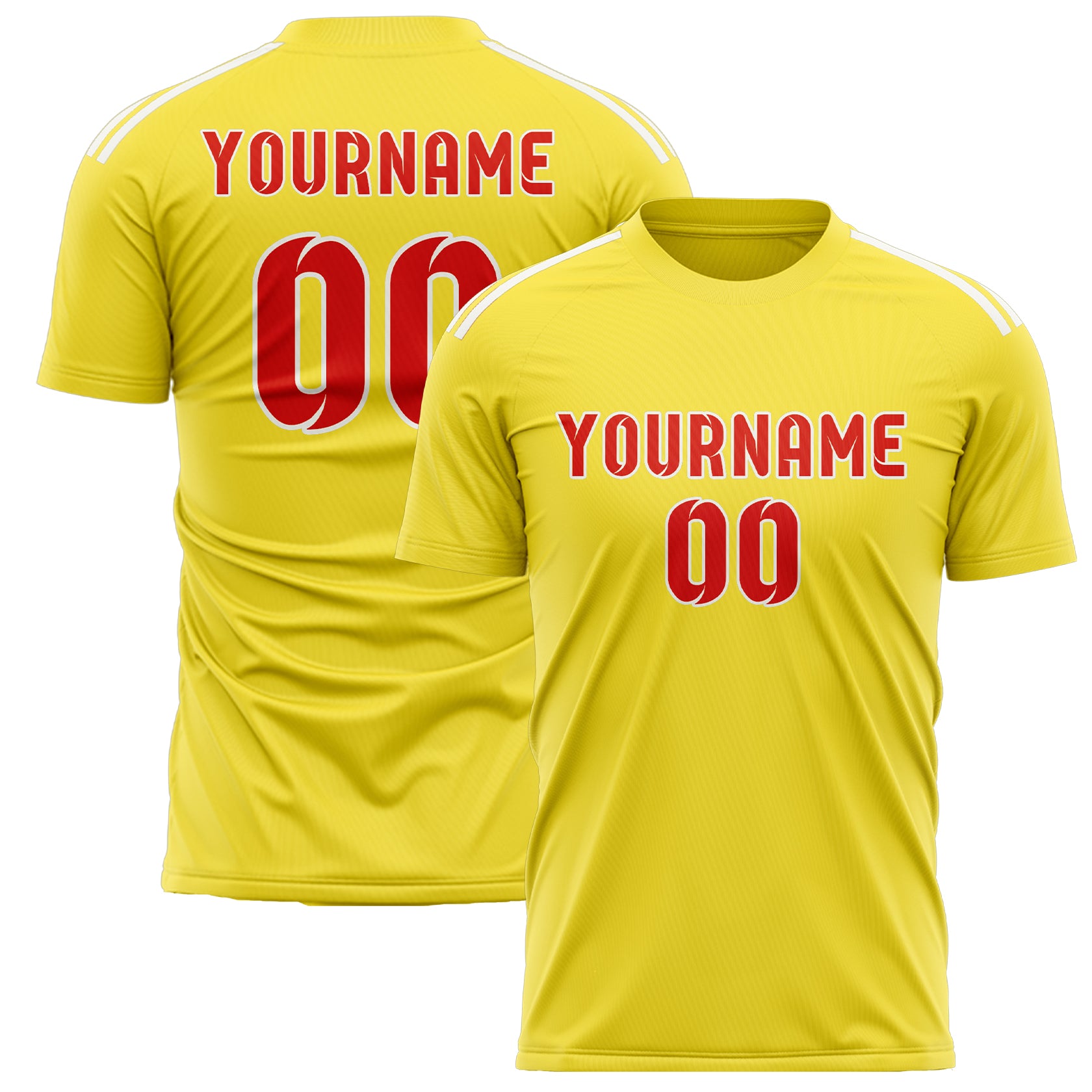 Custom Light Yellow Orange Red Soccer Jersey