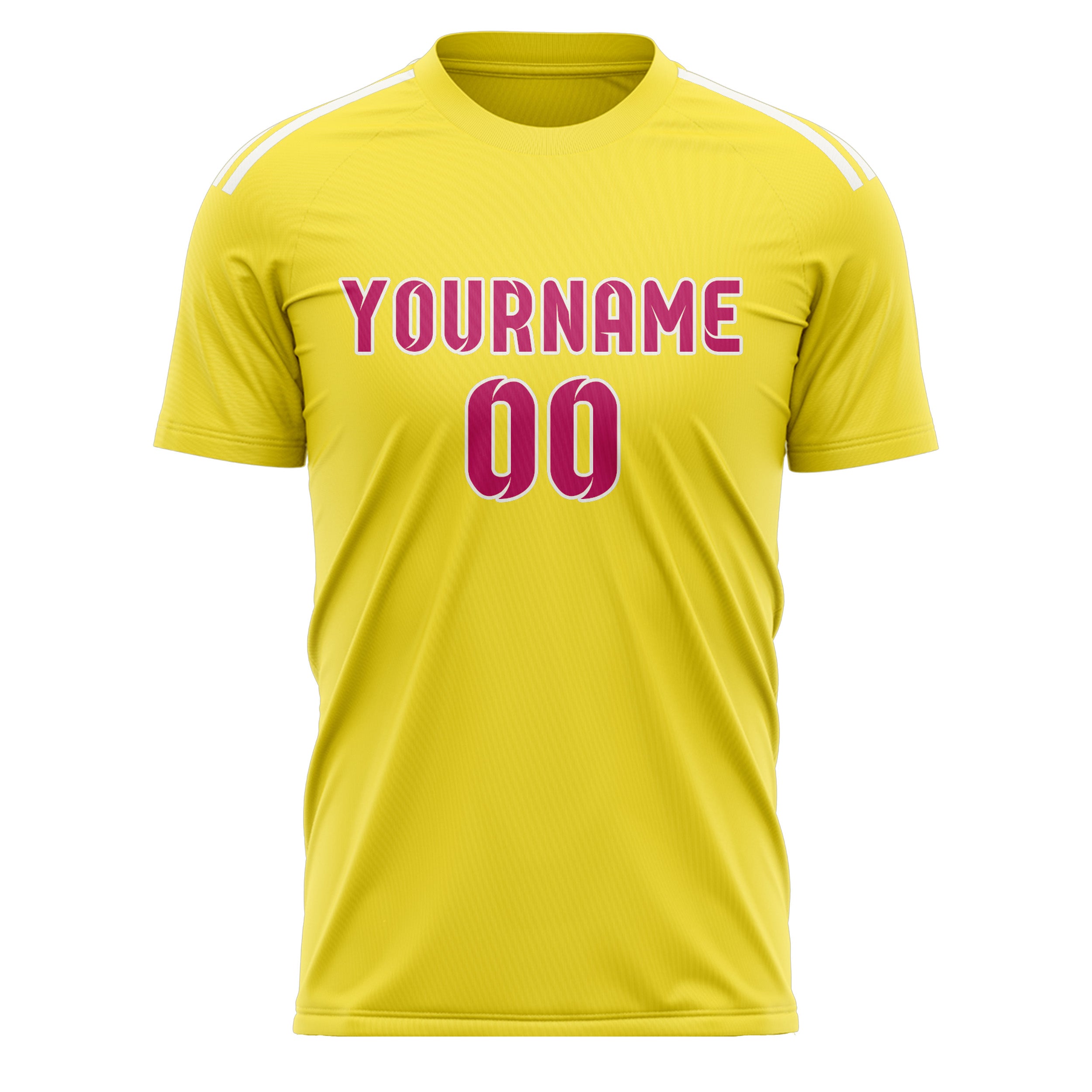 Custom Light Yellow Pink Soccer Jersey