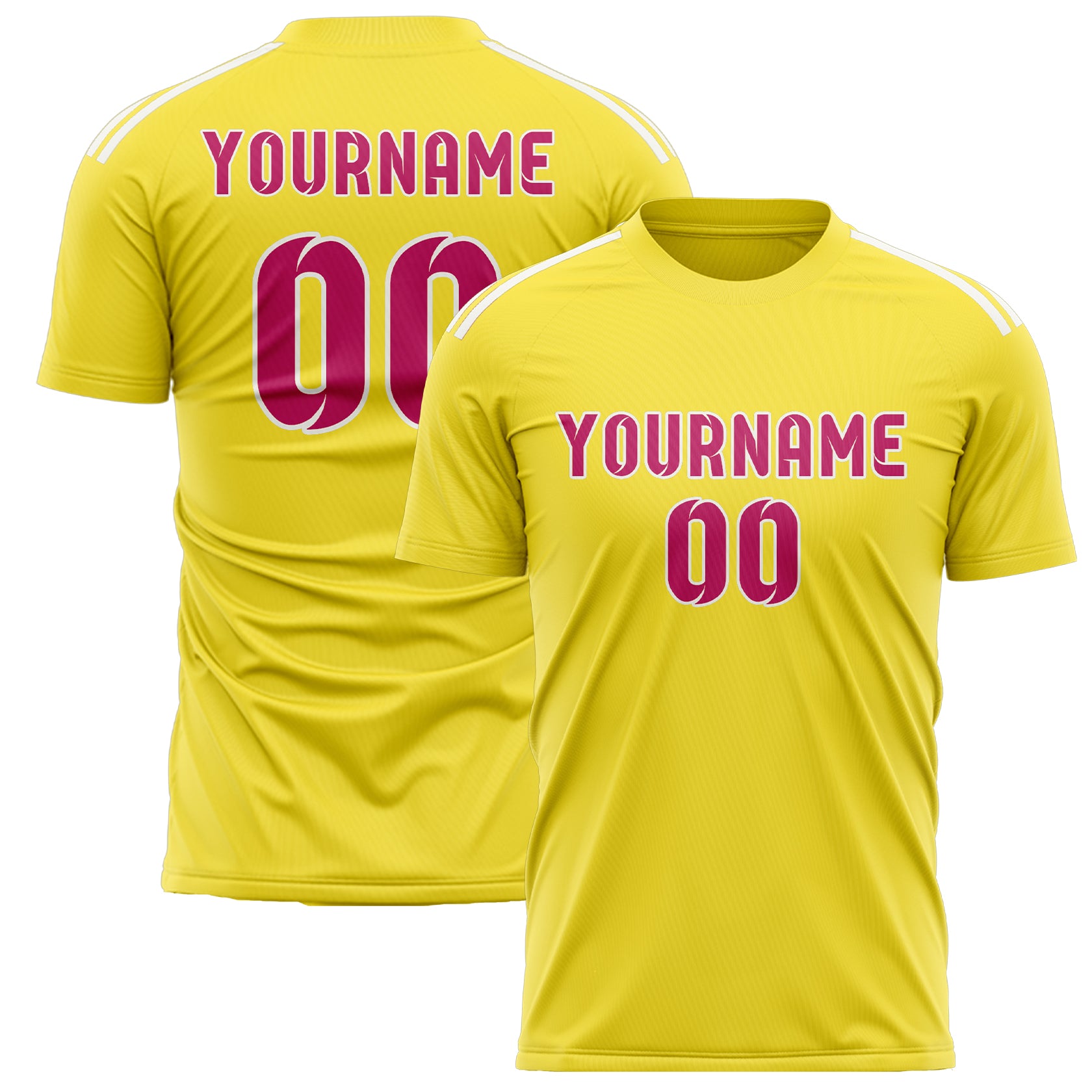 Custom Light Yellow Pink Soccer Jersey