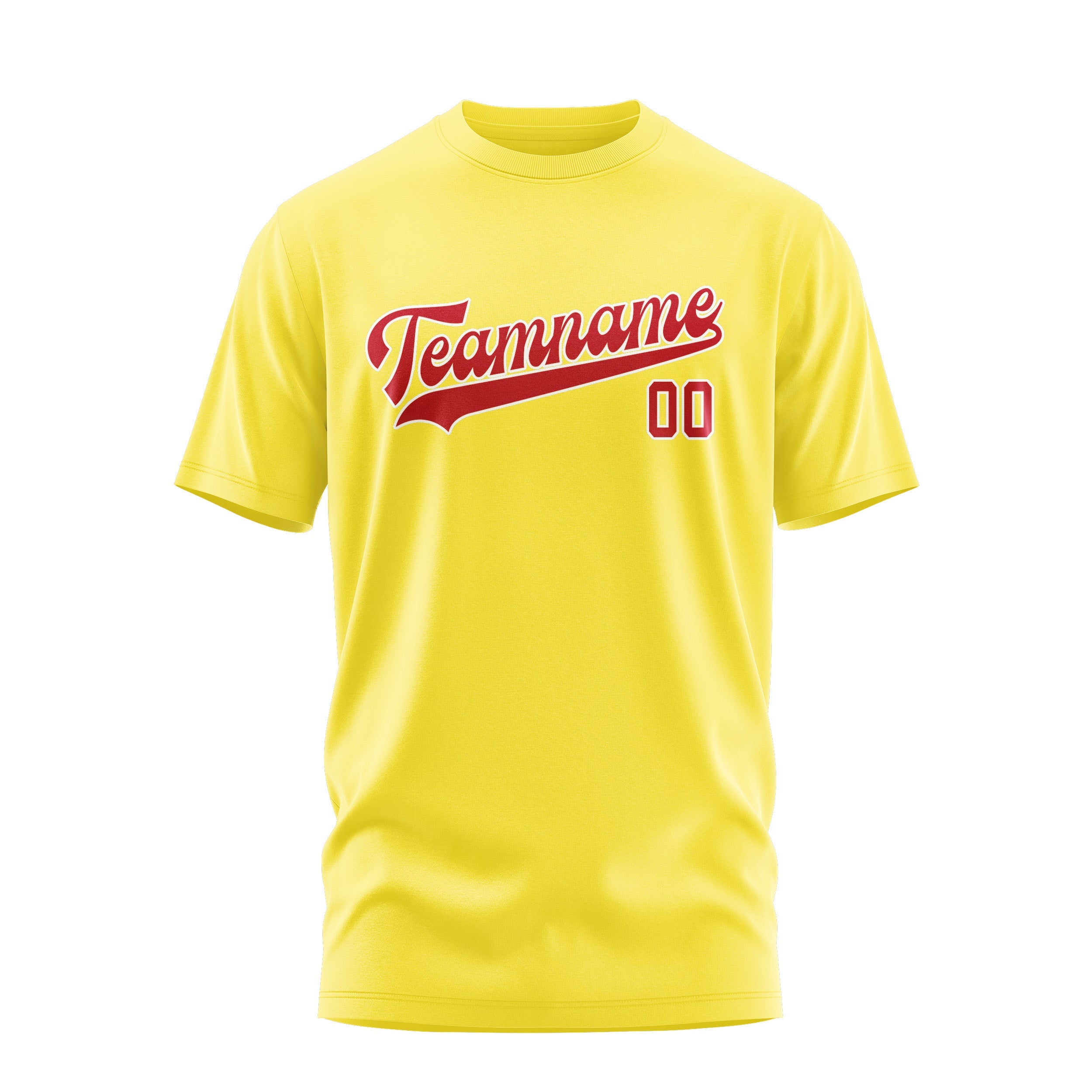 Custom Light Yellow Red T-Shirt