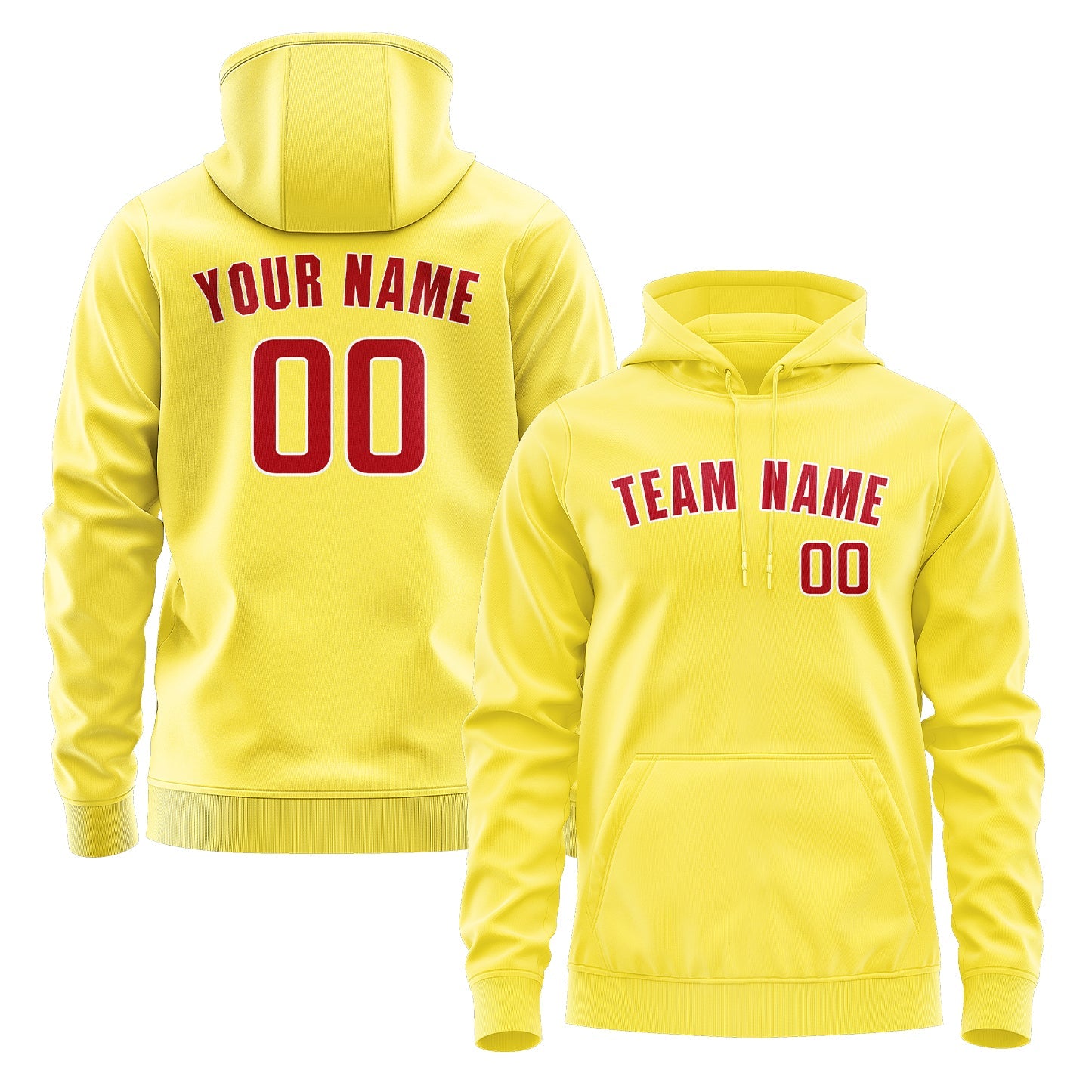 Custom Light Yellow Red Hoodie