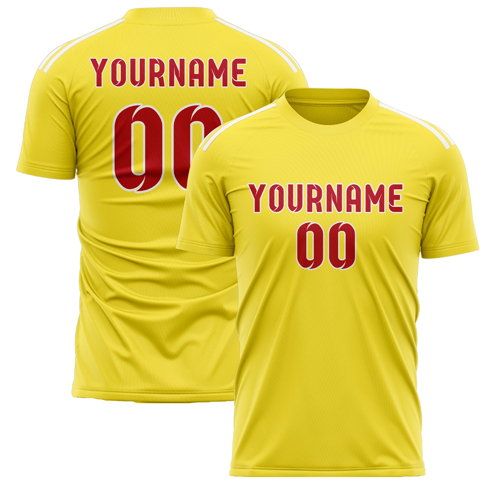 Custom Light Yellow Red Soccer Jersey