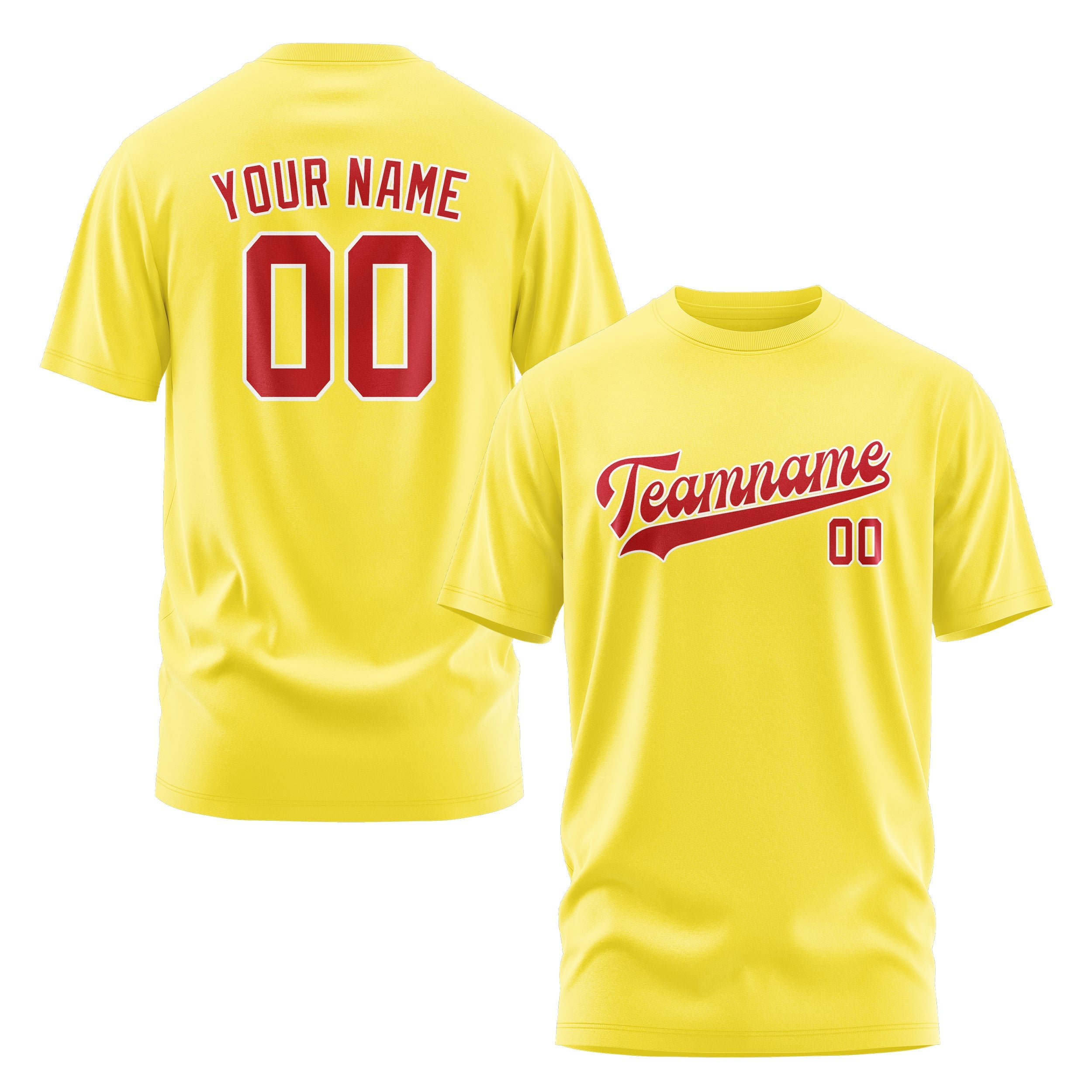 Custom Light Yellow Red T-Shirt