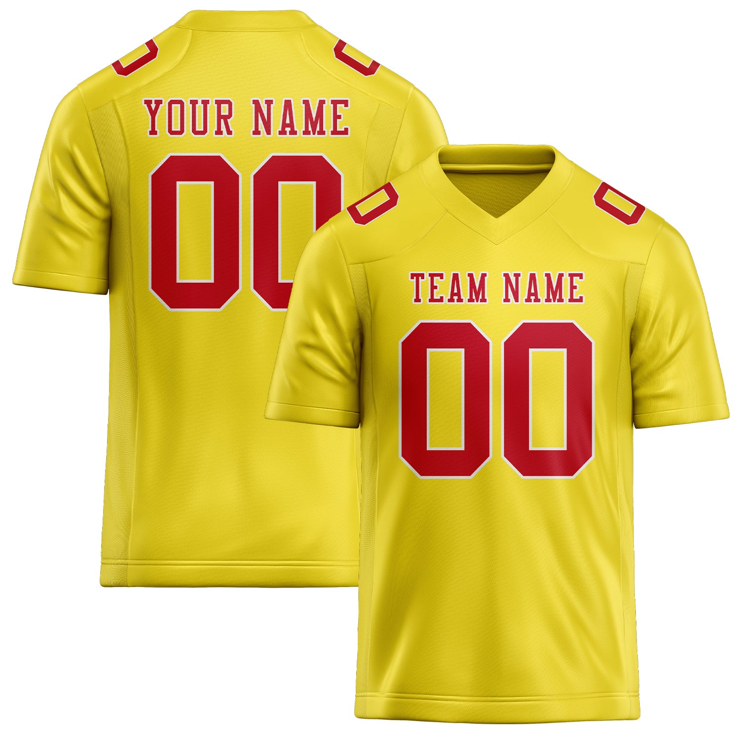 Custom Light Yellow Red Football Jersey