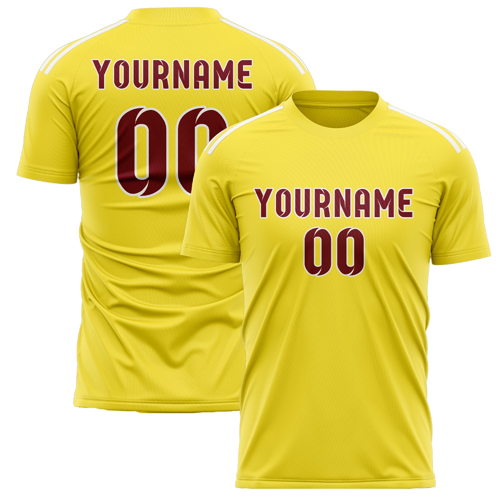Custom Light Yellow Crimson Red Soccer Jersey