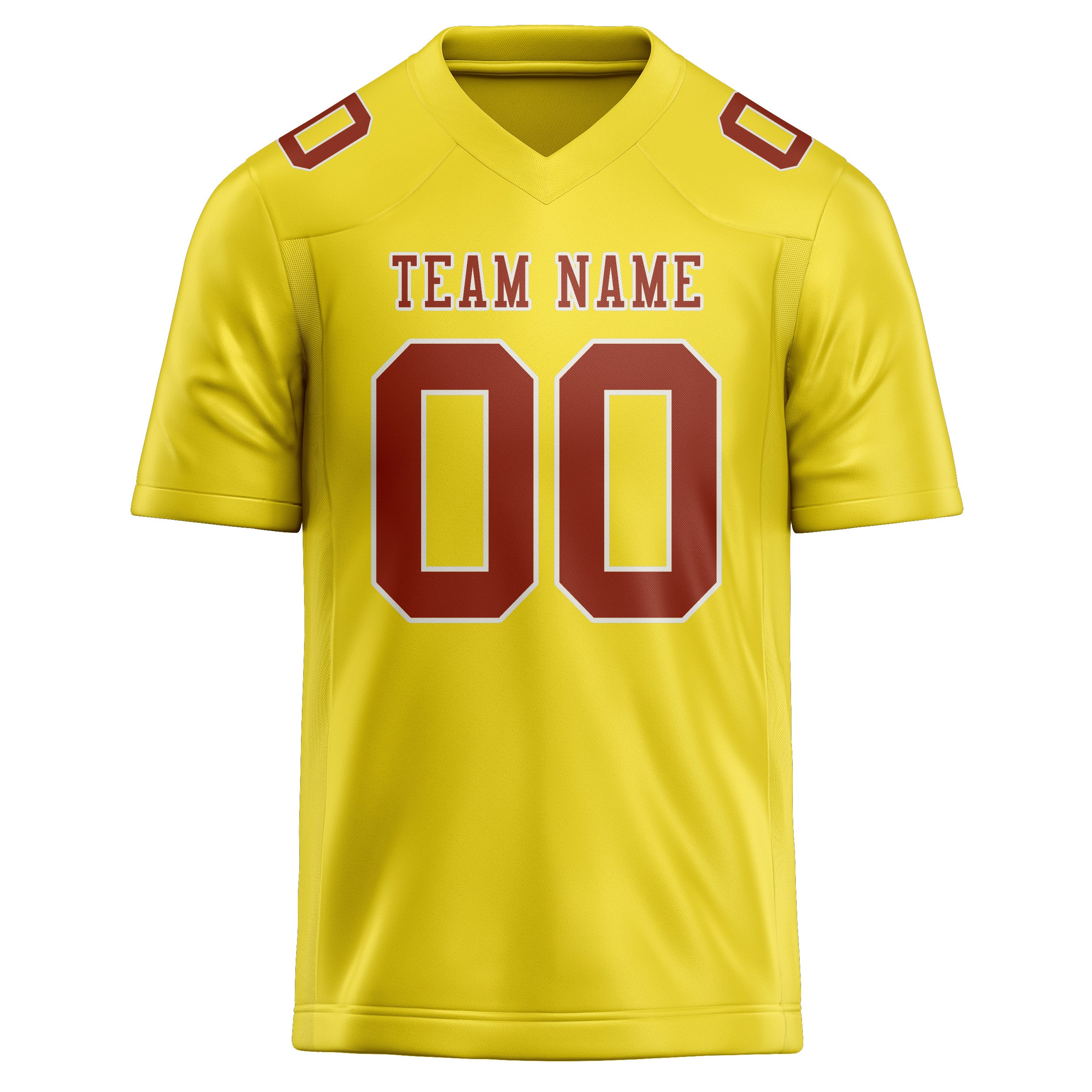 Custom Light Yellow Coral Red Football Jersey