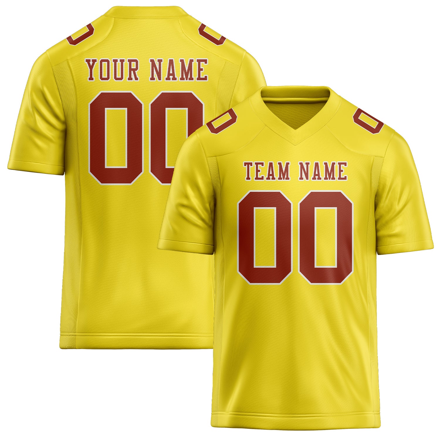 Custom Light Yellow Coral Red Football Jersey