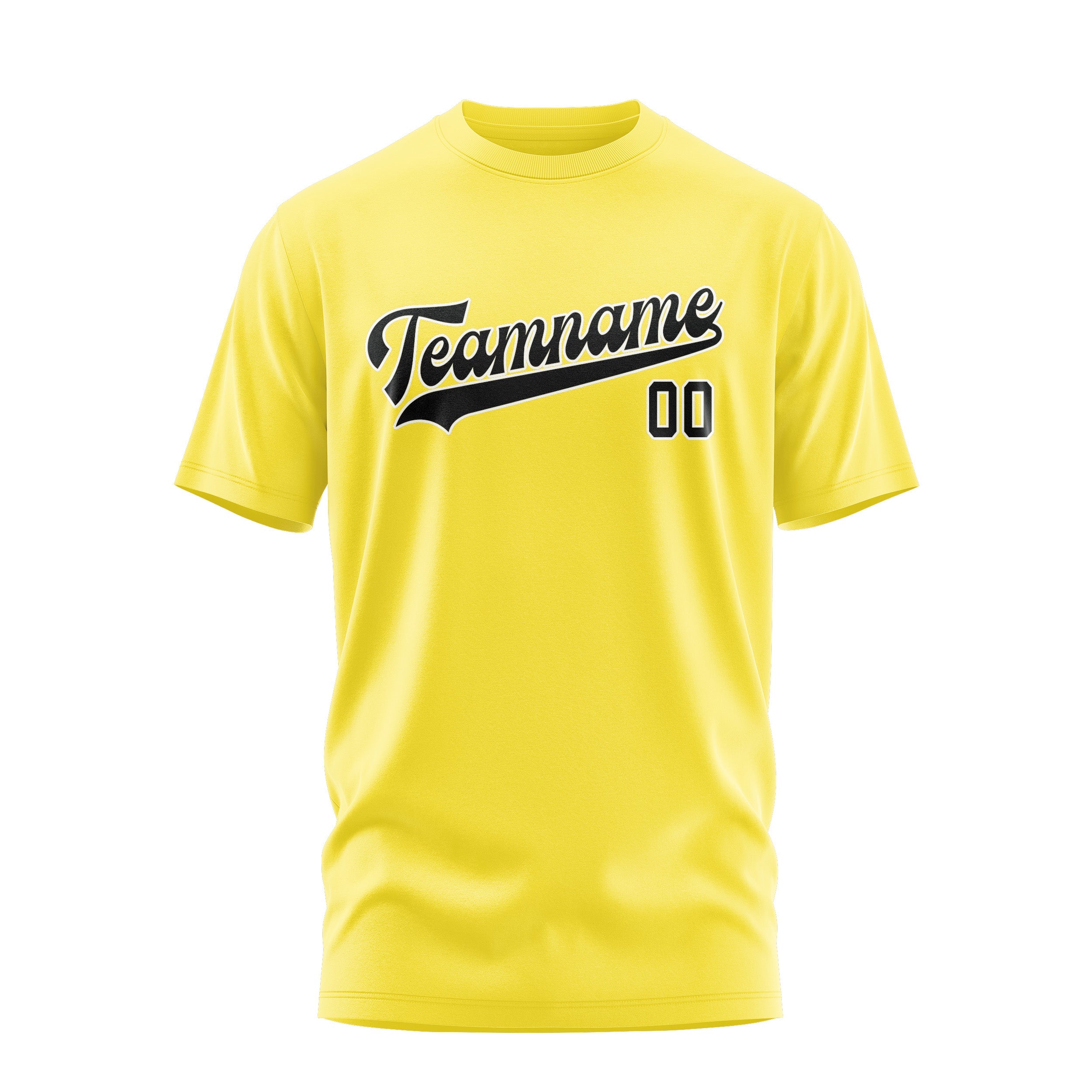 Custom Light Yellow Black T-Shirt